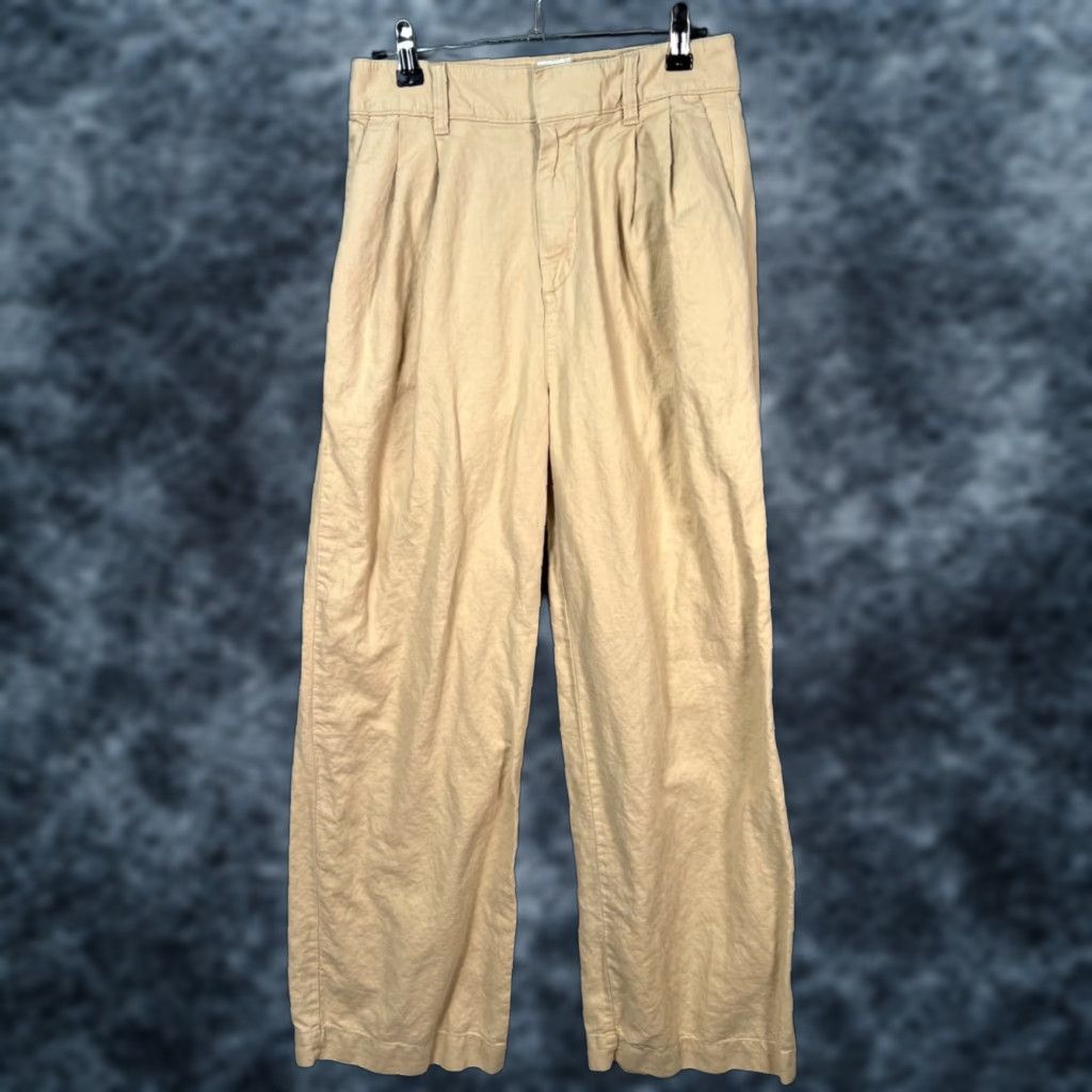 Gap Gap Womens Size 2 Pleated Linen Blend Wide Leg Pants Beige Pants Womens Slim? (wait) Size 26" / US 2 / IT 38 - 1 Thumbnail
