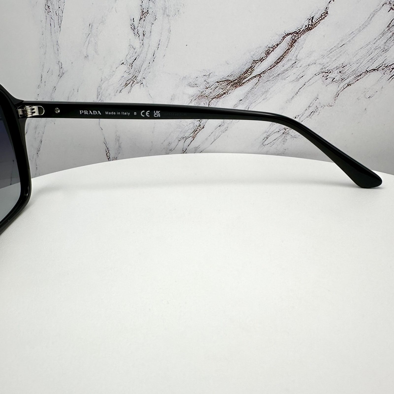 Prada NEW PRADA Sunglasses Black Aviator Pilot Grey Lens Side Logo Size ONE SIZE - 10 Thumbnail