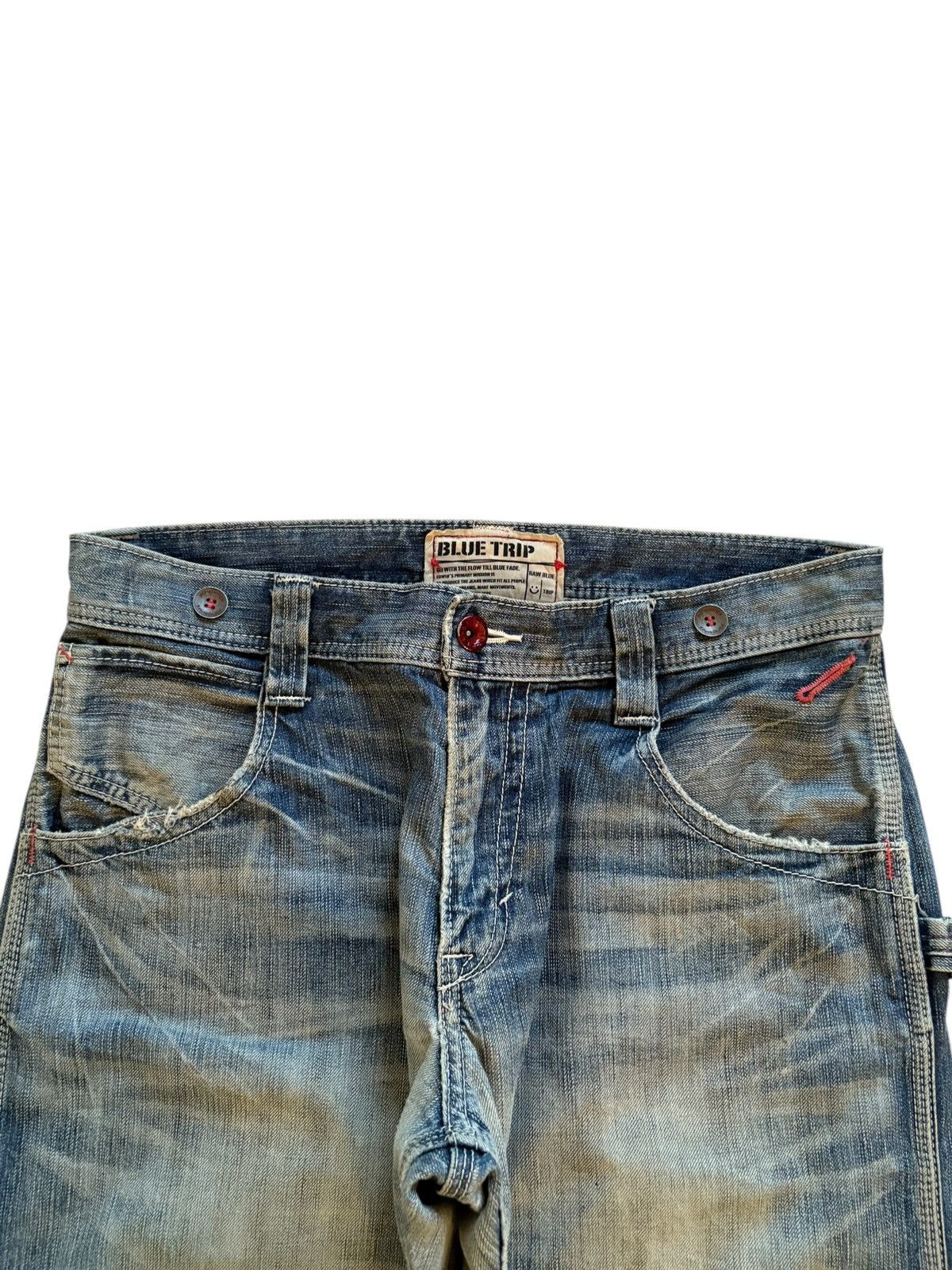 Edwin × Japanese Brand Vintage Edwin Blue Trip Suspender Buckle Back Rip Flare Jean Size US 33 - 4 Thumbnail