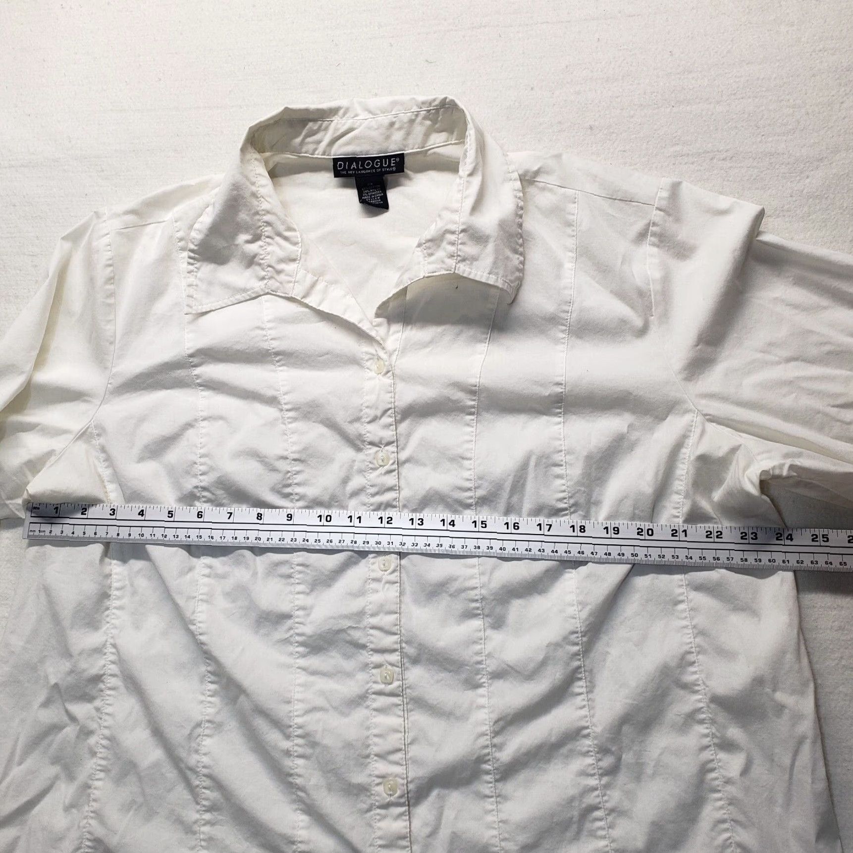 Vintage Dialogue Shirt Solid White Button-Up Women's Plus Size 2X Vintage 1 Size XXL / US 16-18 / IT 52-54 - 4 Thumbnail