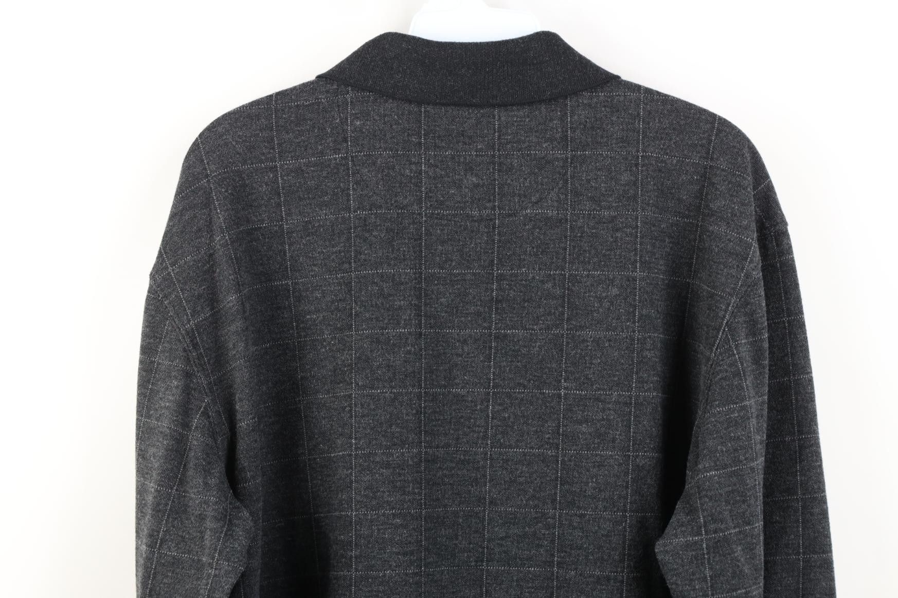 Vintage Vintage 90s Streetwear Long Sleeve Polo Shirt Gray Plaid Size US L / EU 52-54 / 3 - 8 Thumbnail