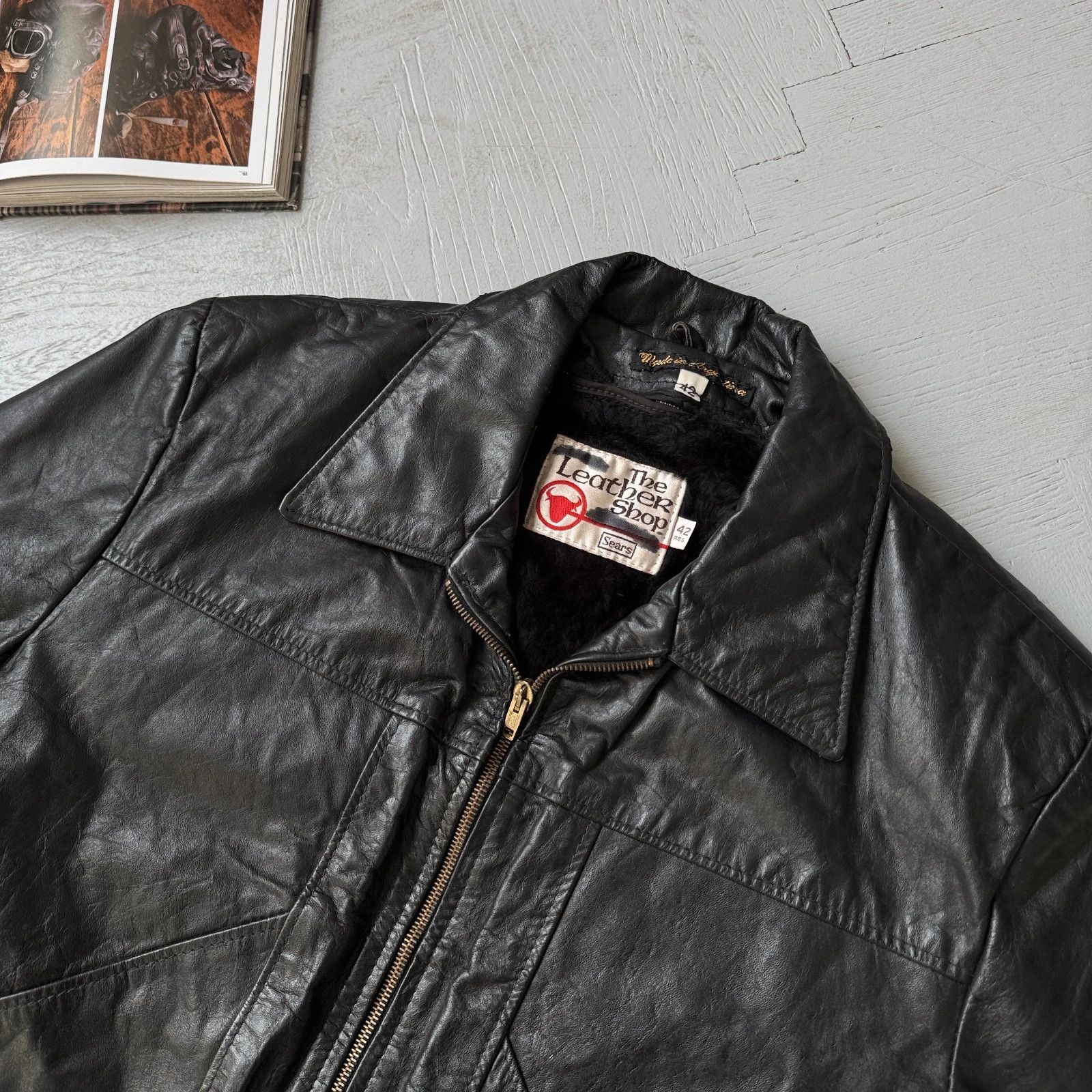 The Leather Shop Vintage Real Leather Collared Gangster Jacket Size US M / EU 48-50 / 2 - 4 Thumbnail
