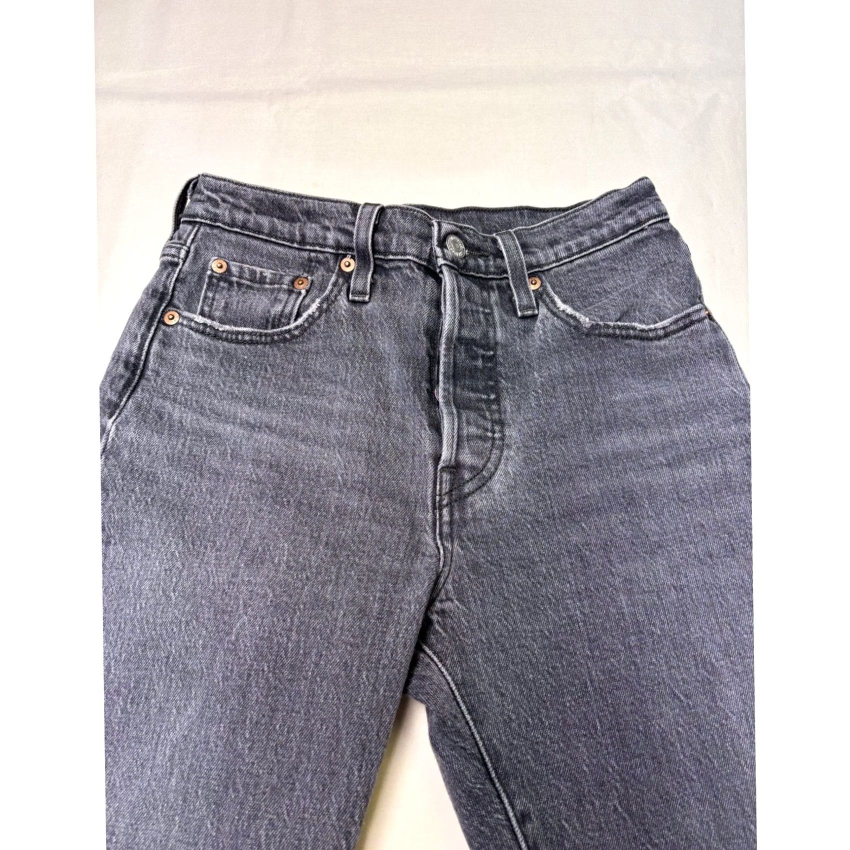 Levi's Levis 501 Original Fit Jeans Womens 25x28 Black High Rise Raw Hem 29502-0191 Size 42" / US 20 - 2 Thumbnail