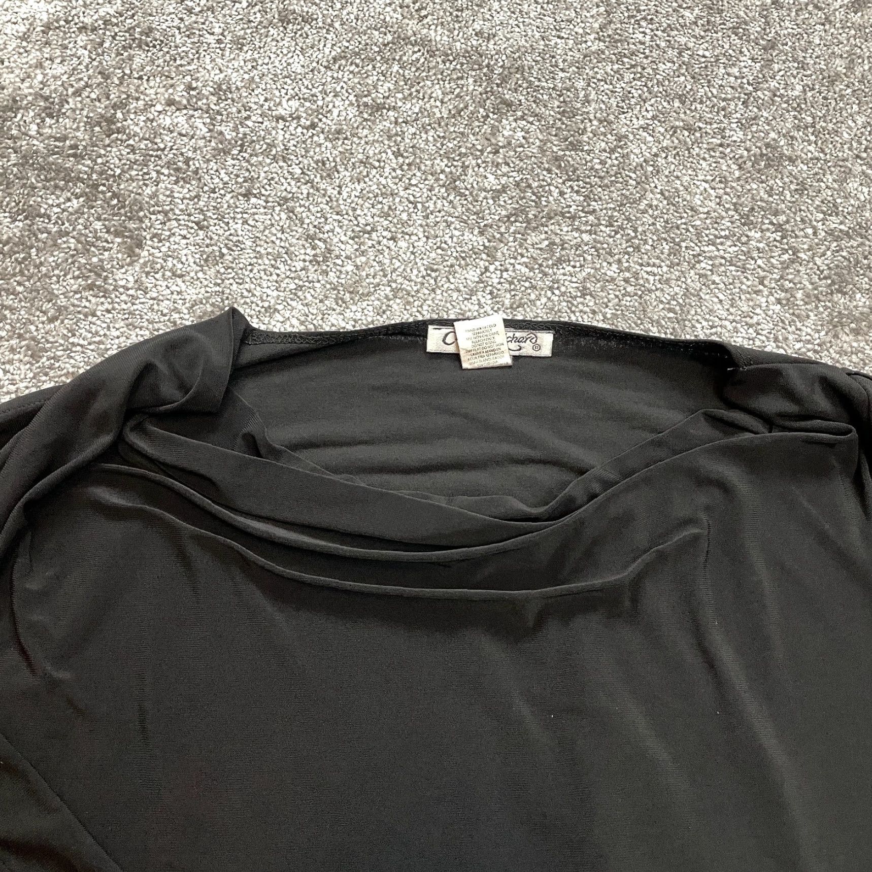 Vintage Claudia Richard Blouse Shirt womens 1X Black Long Sleeve Stretch Vintage Ladies Regular Fit Button Boat Neck Casual Office Size XL / US 12-14 / IT 48-50 - 2 Thumbnail
