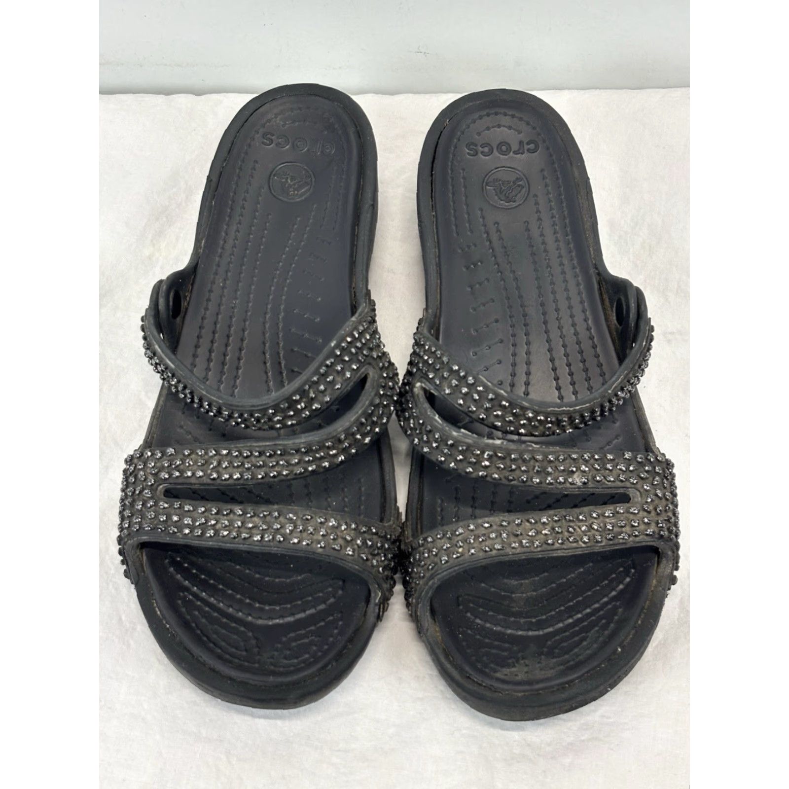 Crocs Crocs Women’s Sandal Patricia Diamante Black Wedge Slip-On 11 Casual Party/Cocktail Travel Size US 11 / IT 41 - 3 Thumbnail