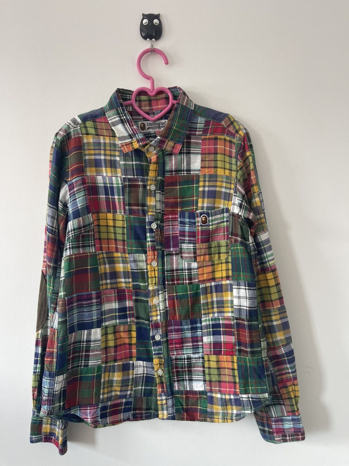 Bape BAPE Patchwork Single Pocket Button Up Shirt Rare Size Size US XS / EU 42 / 0 - 1 Thumbnail
