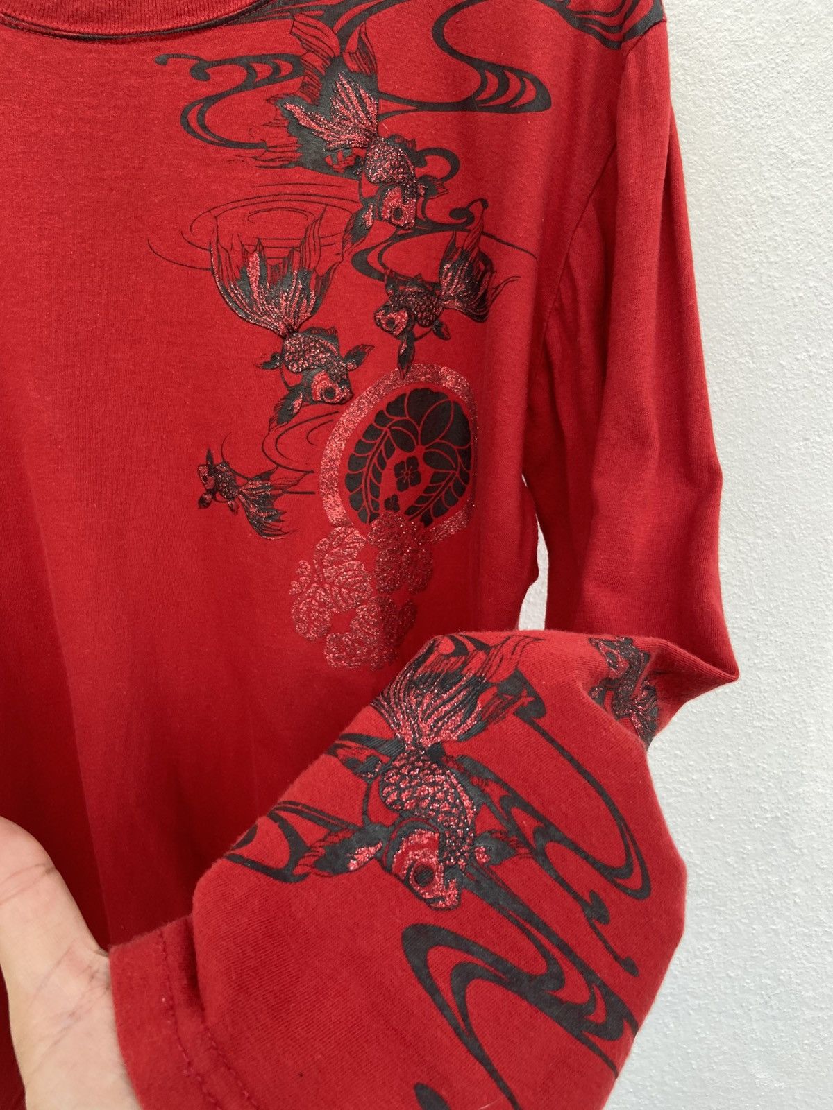 If Six Was Nine 🔥 Vintage Sukajan t shirt long sleeve Fish Koi motive beast Size US L / EU 52-54 / 3 - 10 Thumbnail