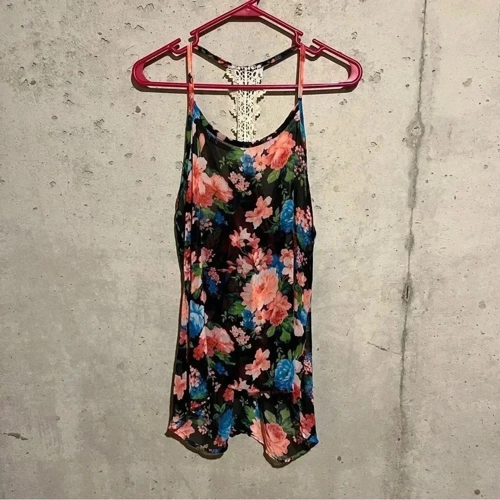 Other NOBLE U Floral Sheer Lace Racerback Tank Top Women’s Size M Size M / US 6-8 / IT 42-44 - 2 Thumbnail