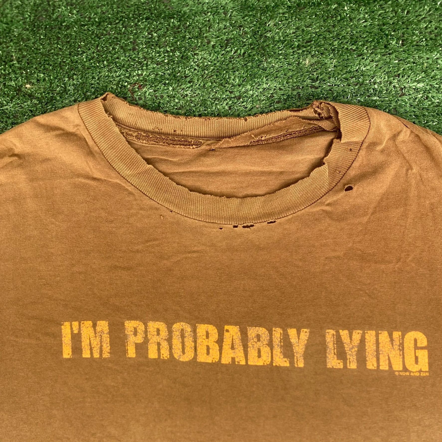 Alstyle Vintage Y2K Funny Quote Shirt Brown Punk Lying Humor Tee Size US XL / EU 56 / 4 - 3 Thumbnail