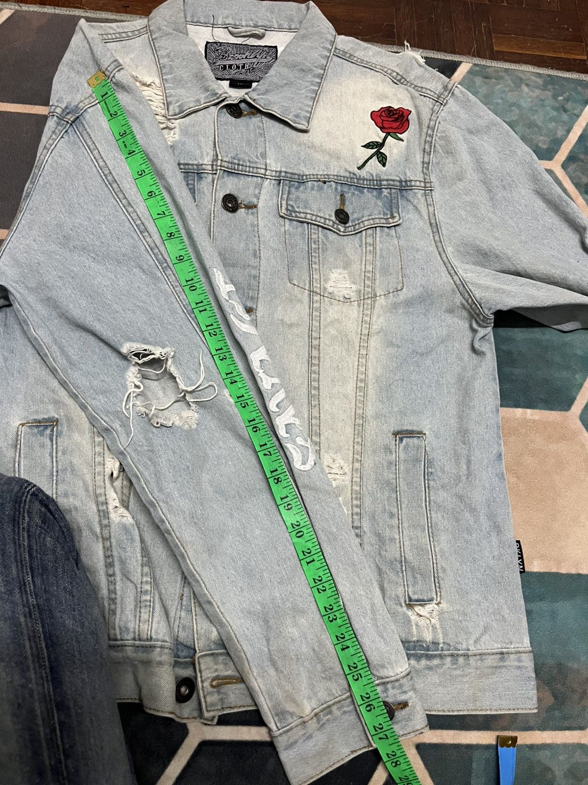 Brooklyn Clothing 💥BRKLYN CLOTH Dragon And Roses Embroidery Distressed Trucker Size US XL / EU 56 / 4 - 25 Thumbnail