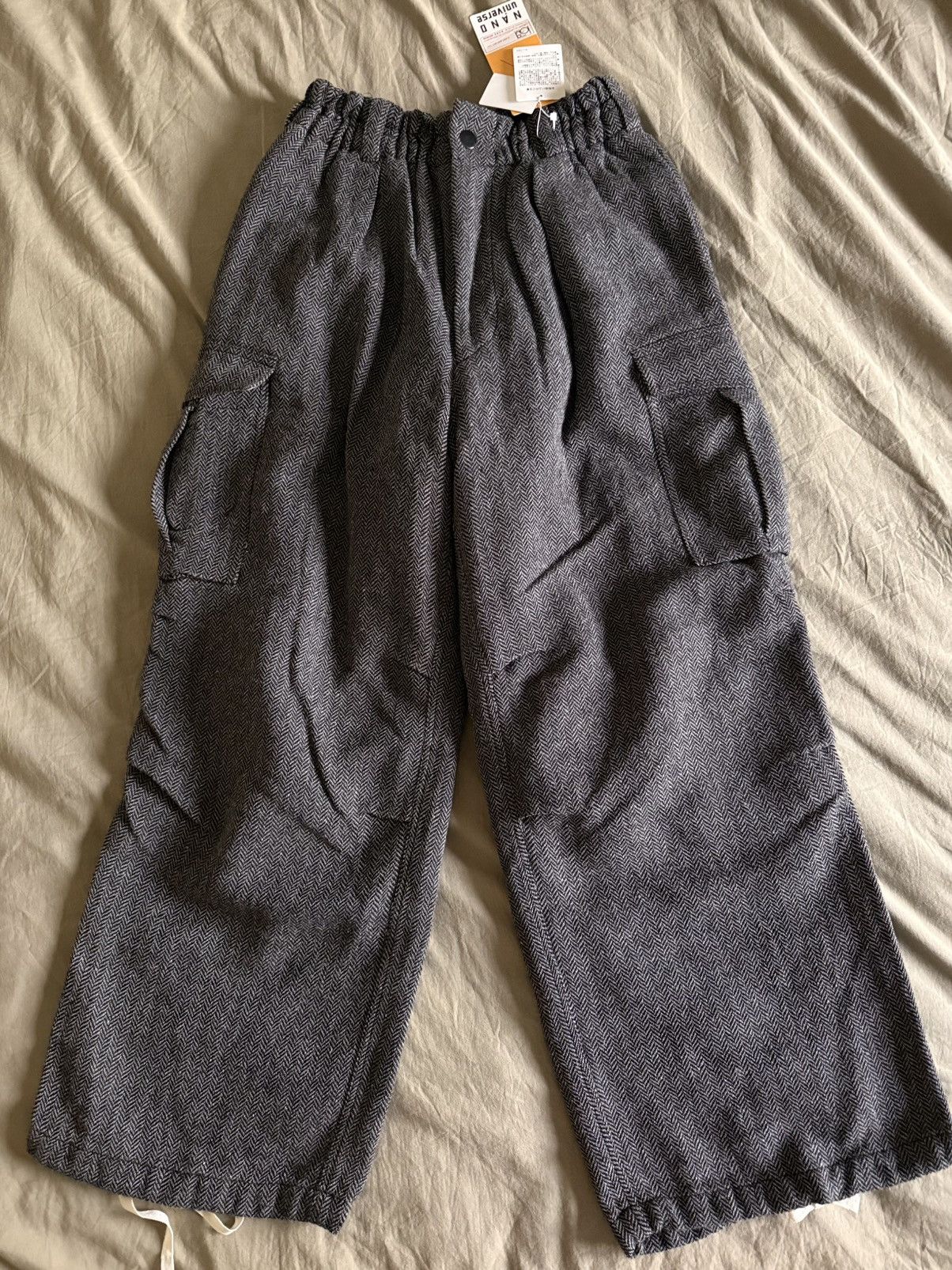 Japanese Brand Men’s 🇯🇵 nano universe Herringbone Wide Cargo Pants Sz JPN M Size US 31 - 7 Thumbnail
