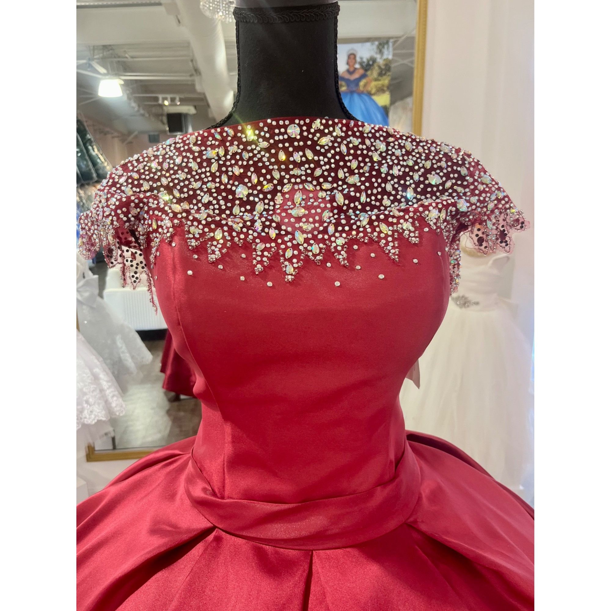Other House of Wu Lace-up Ballgown 12 Wine Mikado Fabric Size XL / US 12-14 / IT 48-50 - 6 Thumbnail