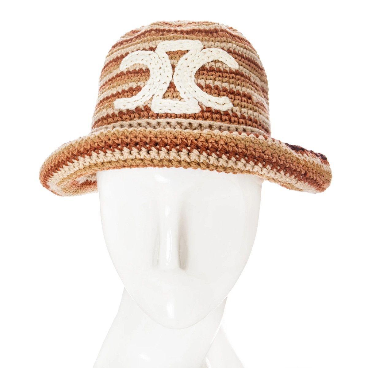 【CELINE】CROCHETED BUCKET HAT TRIOMPHE BUCKET HAT IN CROCHETED WOOL AND DENIM - BLUE / OFF