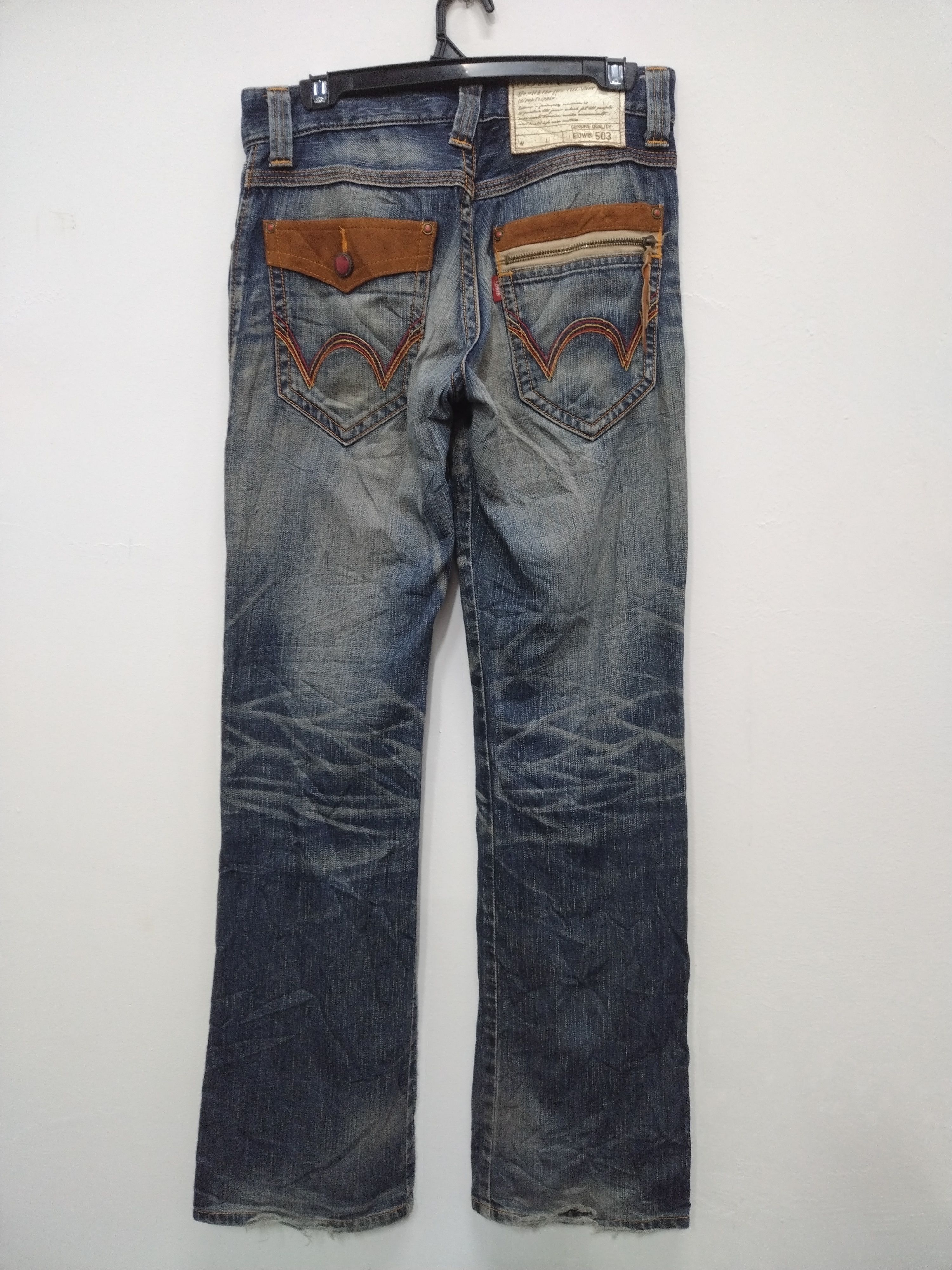 Edwin × Le Grande Bleu (L.G.B.) Nice patina & character vtg Edwin 503 Pearl Button Jeans Size US 30 / EU 46 - 2 Thumbnail