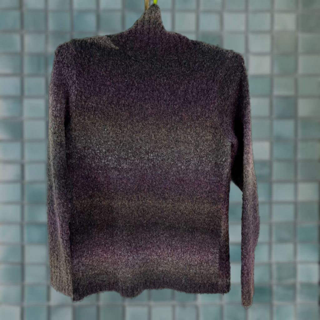 Vintage Woolrich Cowl Neck Knit Wool Sweater Women's M Black Purple Striped Cable-Knit Asymmetrical Sleeve Vintage Classic Pullover Winter Fall Spring Size M / US 6-8 / IT 42-44 - 1 Thumbnail