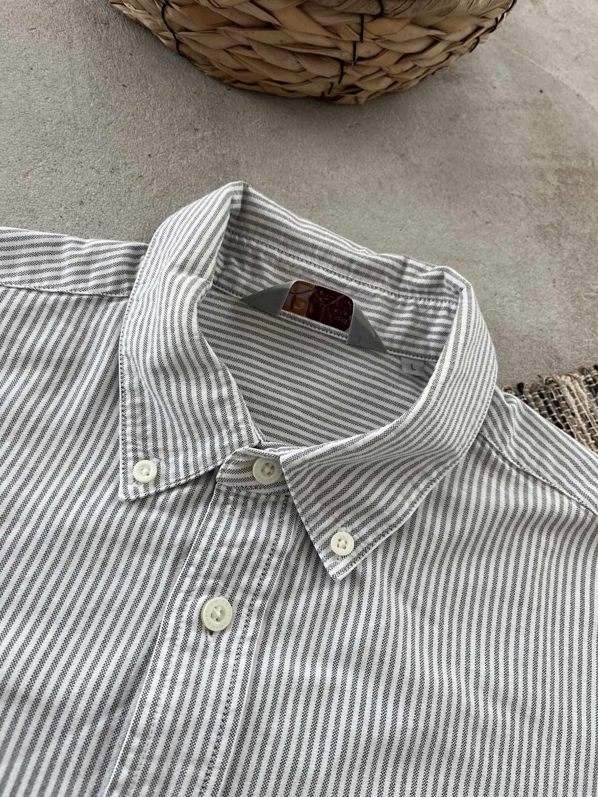Carhartt Vintage Carhartt White Grey Striped Duck Logo Shirt Y2K Size US L / EU 52-54 / 3 - 8 Thumbnail