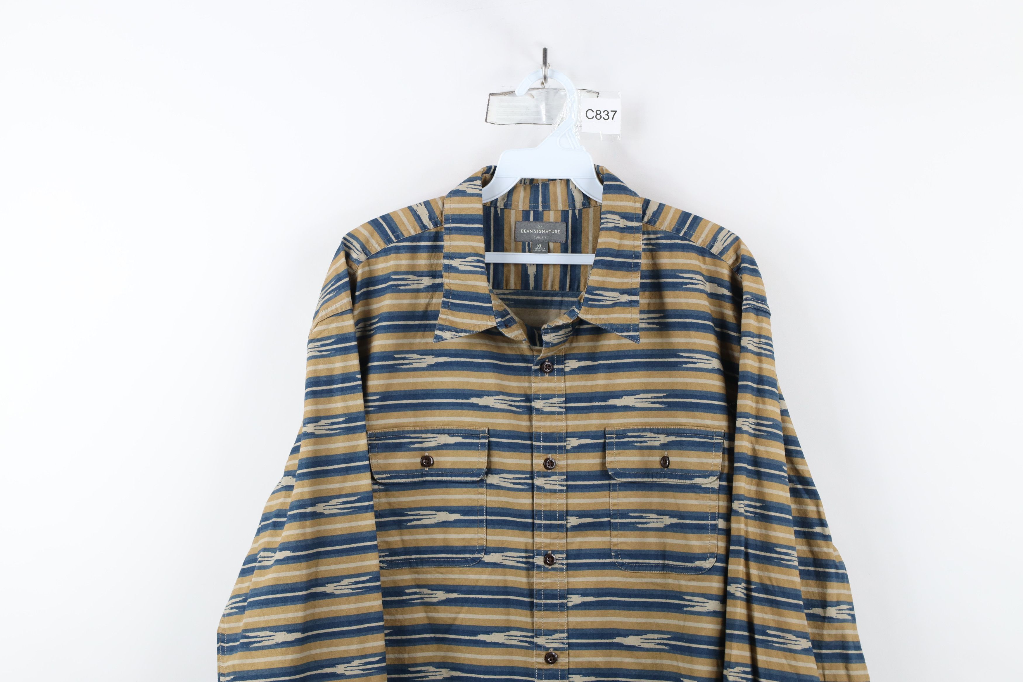 L.L. Bean × Vintage Vintage Y2K LL Bean Striped Collared Button Shirt Size US XL / EU 56 / 4 - 2 Thumbnail
