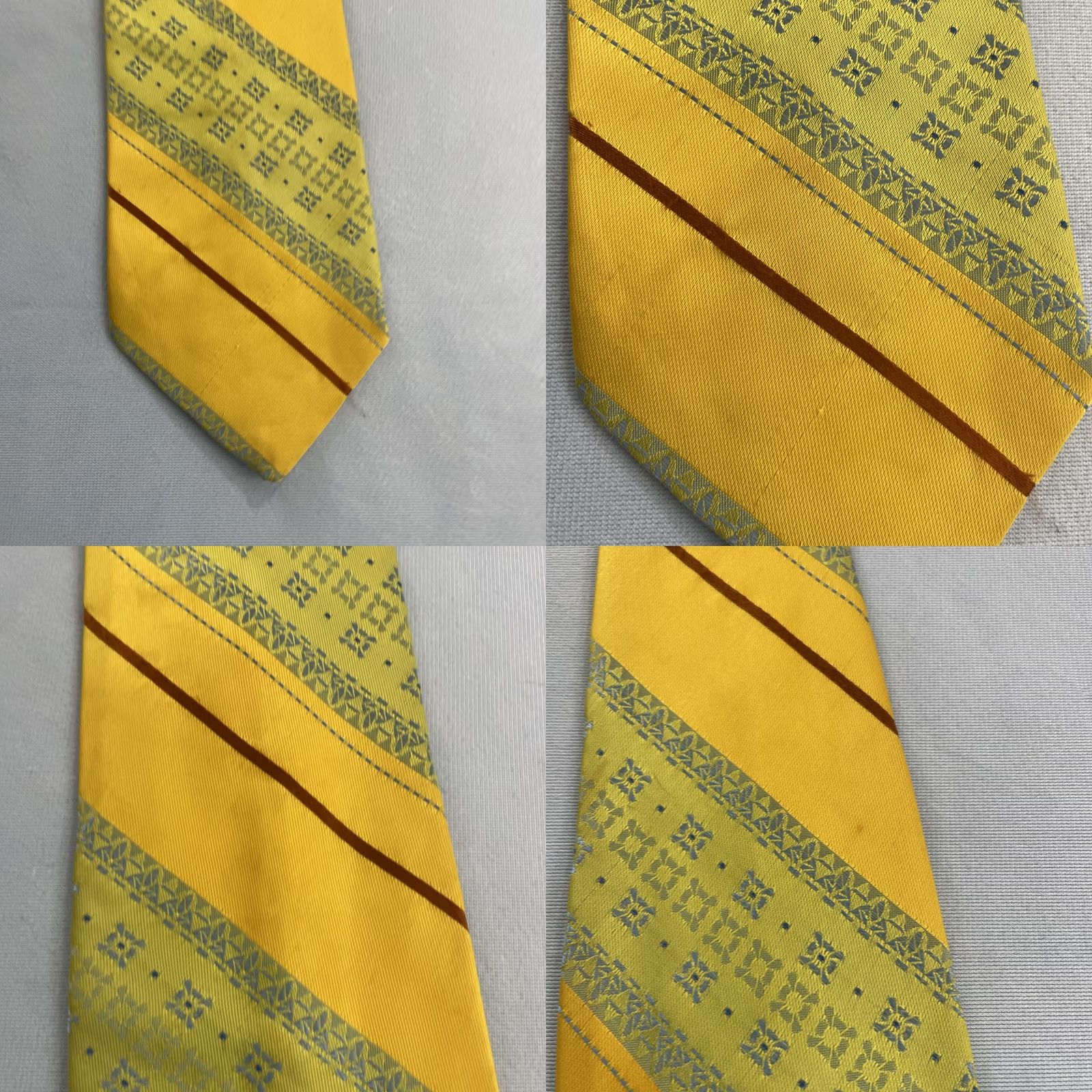 Vintage VTG Trevira Cornel Swing Tie Southwest Rockabilly Stripe Yellow Green 4x57 Capsule Necktie Mens Size ONE SIZE - 10 Thumbnail