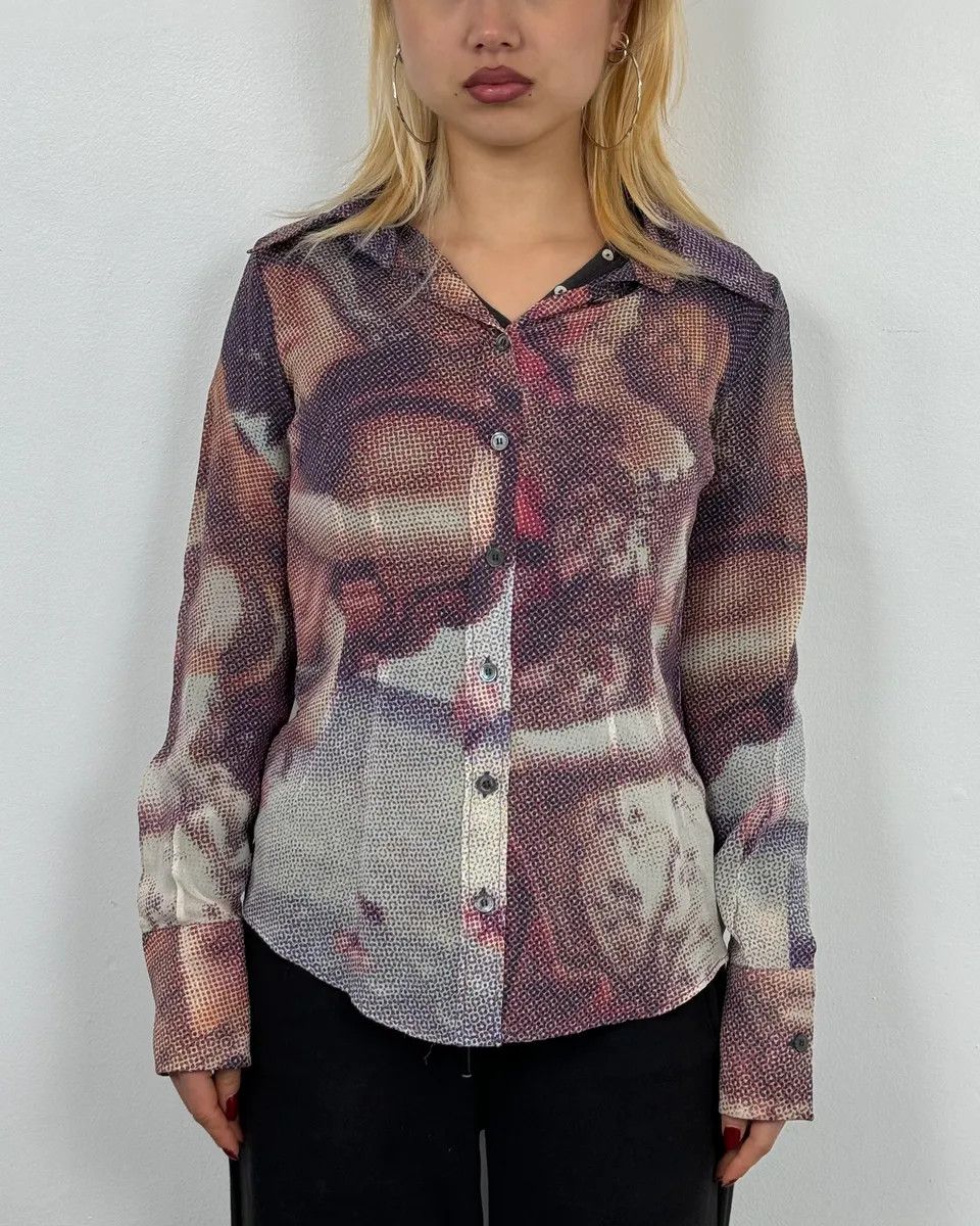 Dolce & Gabbana 2000s Dolce & Gabbana The Birth of Venus Pixel Silk Shirt Size M / US 6-8 / IT 42-44 - 3 Thumbnail