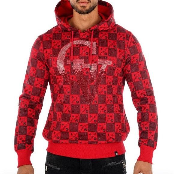 Designer Red Black Sweater Hoodie George V Designer Brand From Paris Size US L / EU 52-54 / 3 - 1 Thumbnail