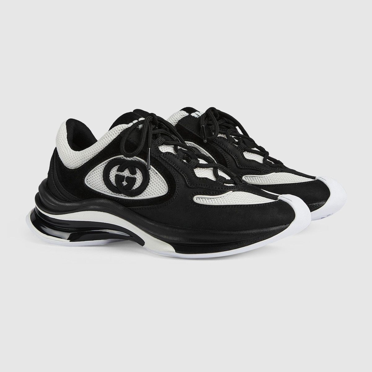 Gucci o1s1wg110425 Women's Gucci Run Sneakers in White & Black Size US 4 / IT 34 - 2 Thumbnail