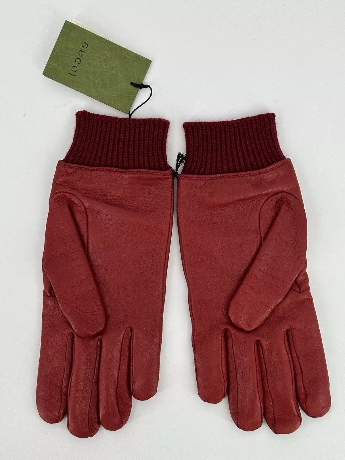 Gucci new Gucci Gloves Men's leather red Size-M-9 Size ONE SIZE - 3 Thumbnail
