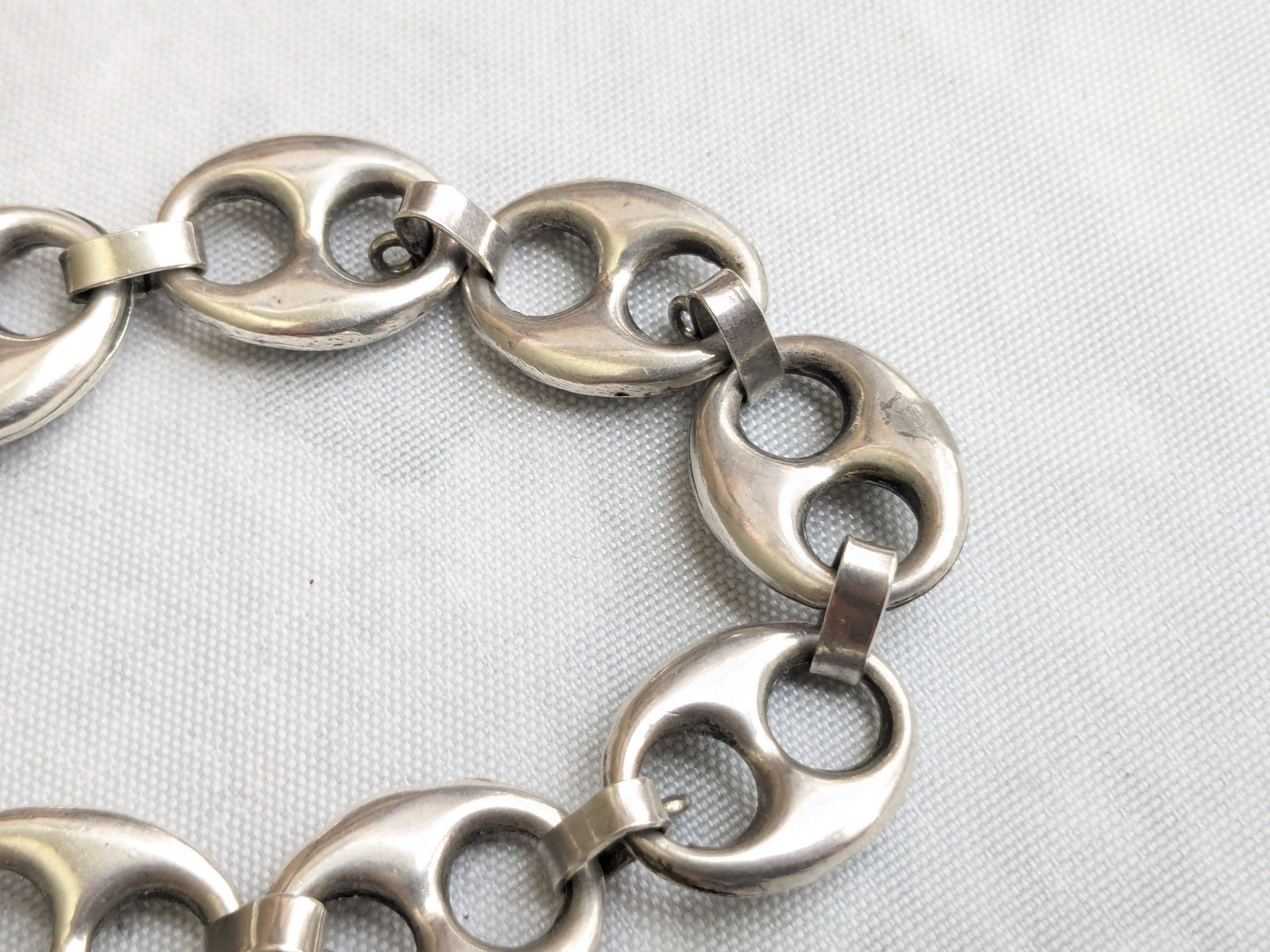 Jewelry .800 Silver Bracelet Anchor Mariner Puffy Hollow 7.25" Size ONE SIZE - 13 Thumbnail