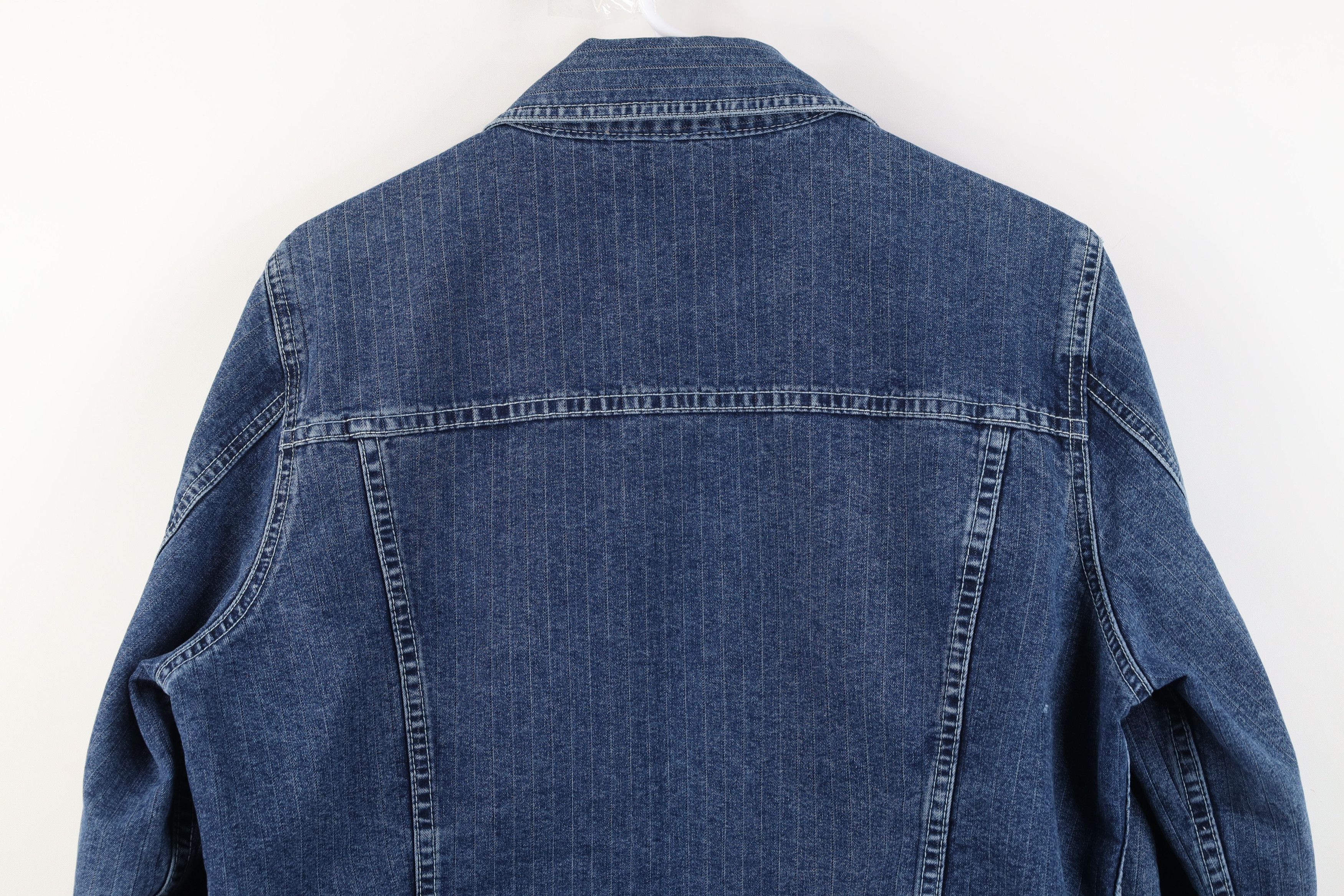 Vintage Vintage 90s Y2K Streetwear Striped Denim Trucker Jacket Size L / US 10 / IT 46 - 13 Thumbnail