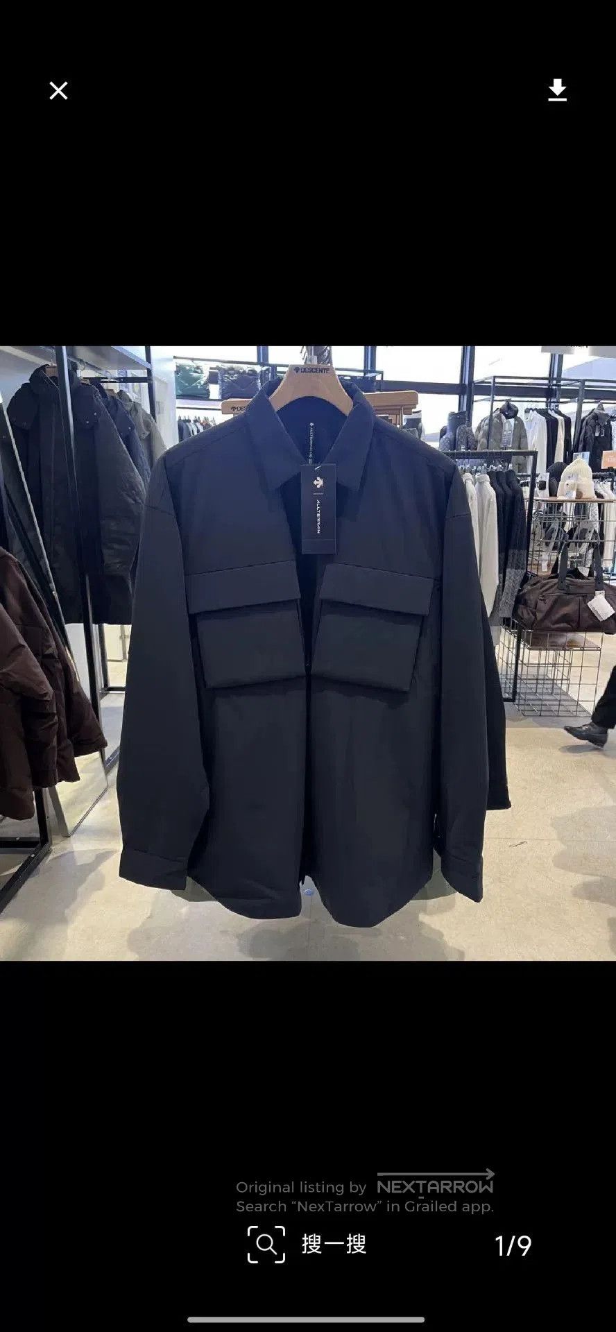 Descente Allterrain Black Cotton Shirt Jacket.