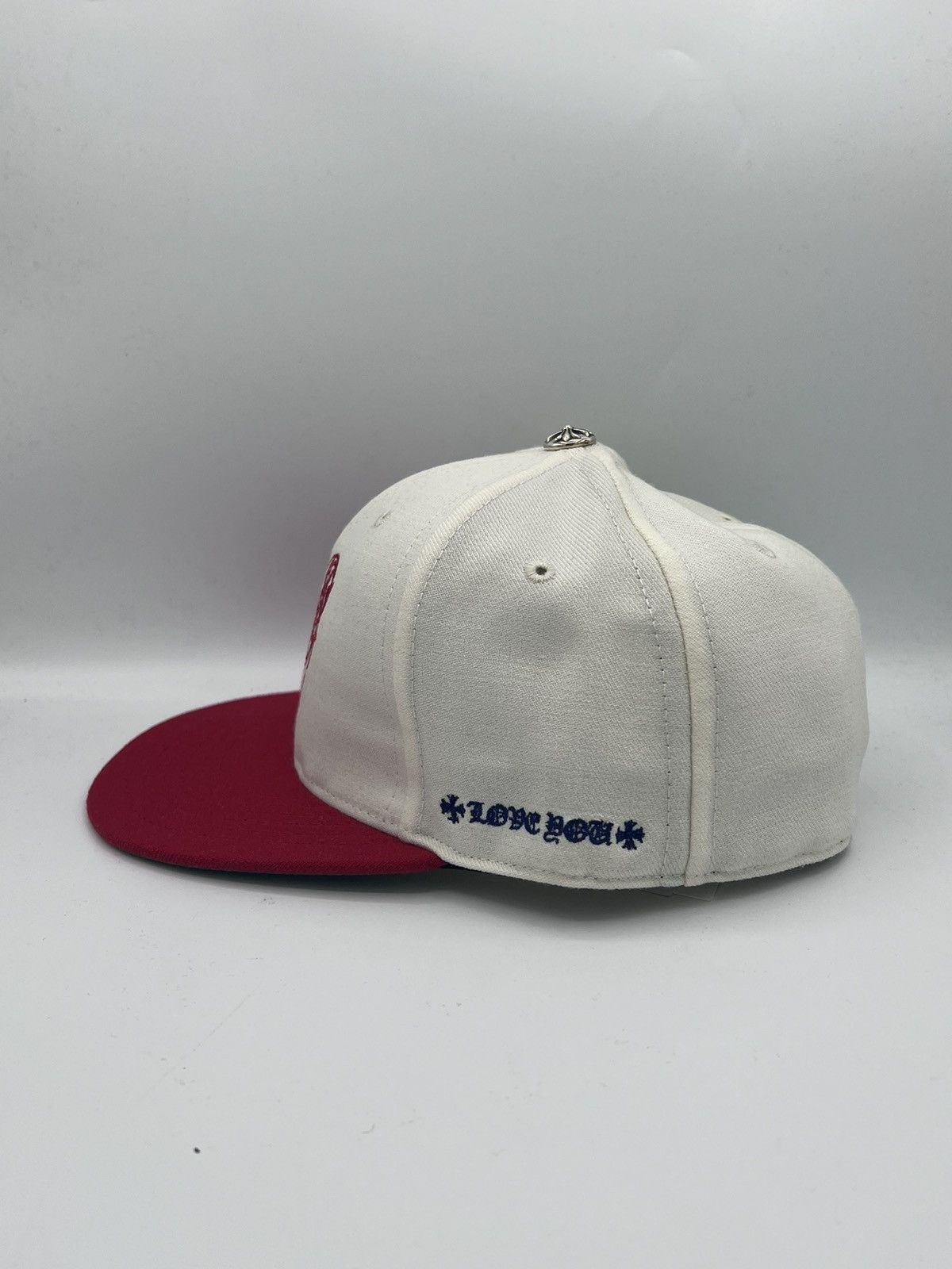 Chrome Hearts Chrome Hearts Wool Acrylic Serge Ivory/Red Fitted Hat Size ONE SIZE - 2 Thumbnail