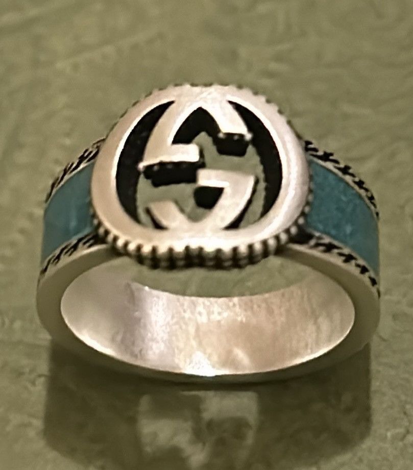 Gucci Gucci Interlocking G Turquoise Enamel Ring 14mm AG925 Size ONE SIZE - 6 Thumbnail