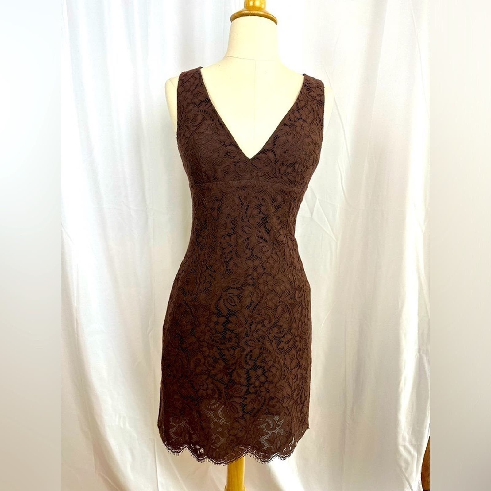 image of NWT Michael Kors Chocolate Brown Lace Dress Size 2, Women's