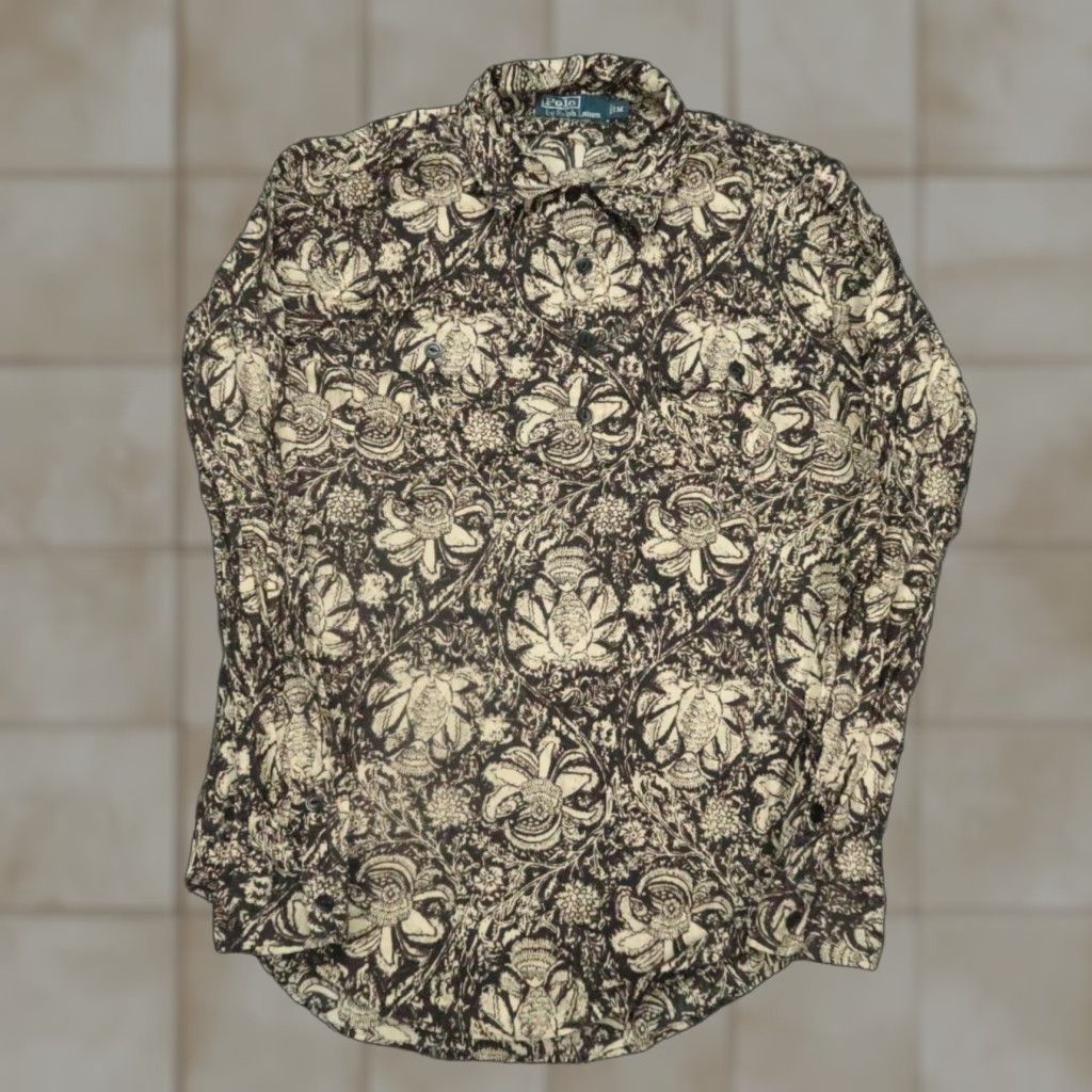 Polo Ralph Lauren Polo Ralph Lauren Shirt Mens Medium Brown Floral Long Sleeve Popover VTG Size US M / EU 48-50 / 2 - 1 Thumbnail