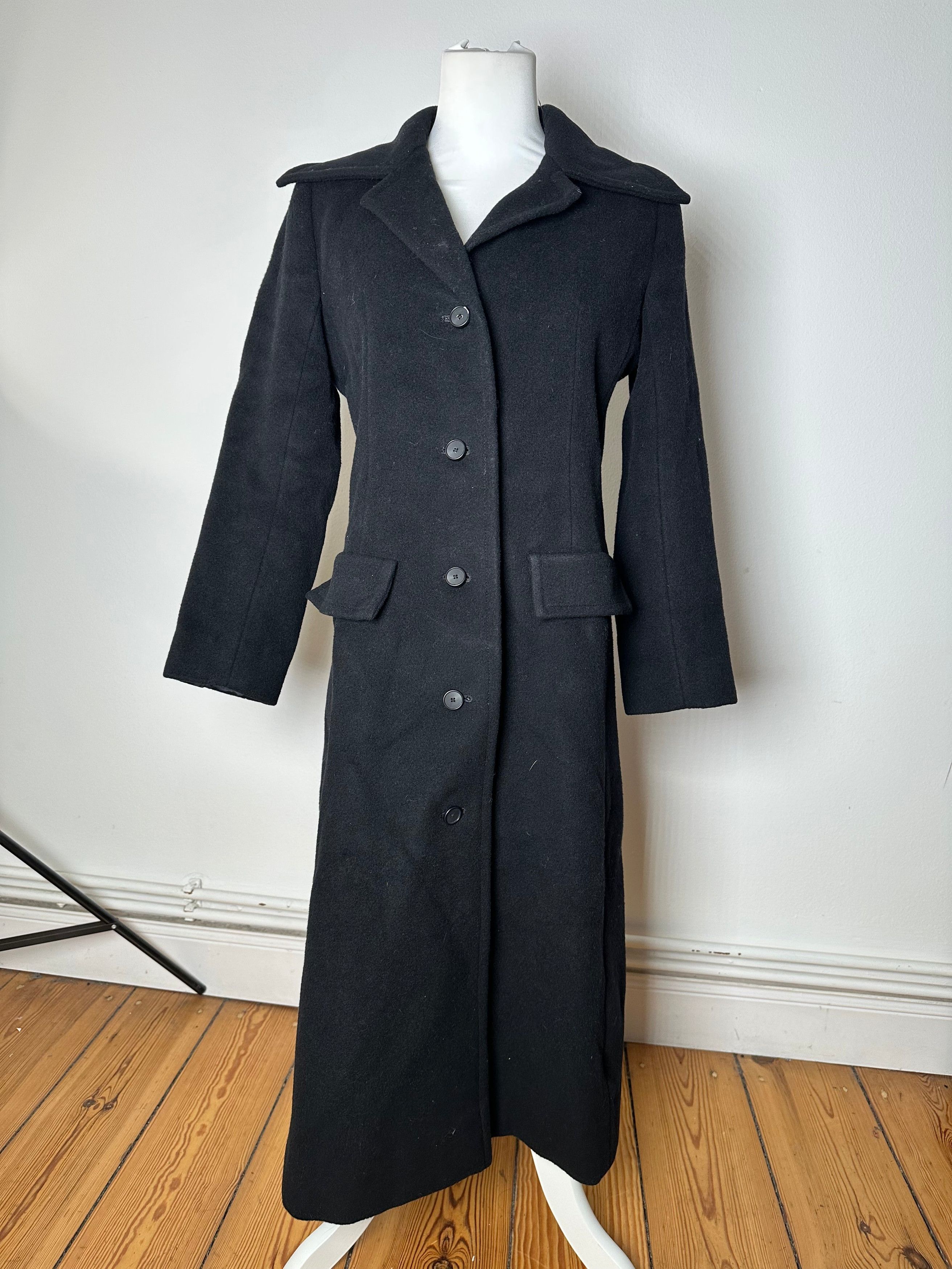 Givenchy Vintage Nouvelle Boutique Wool Long Coat Black S Size S / US 4 / IT 40 - 1 Thumbnail