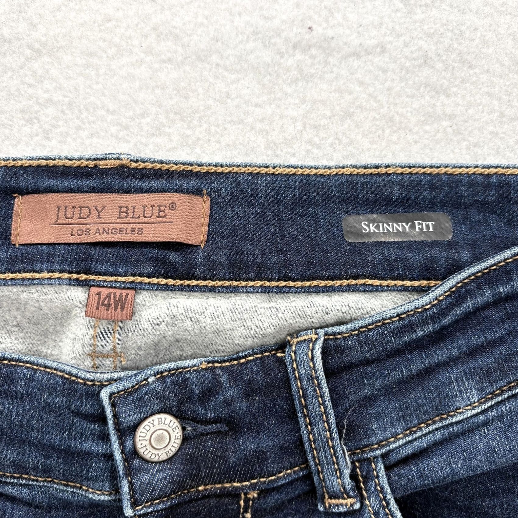 Vintage Judy Blue Jeans Womens 14W Skinny Blue Dark Wash High Rise Stretch Denim Pants Size 36" / US 14 / IT 50 - 4 Thumbnail