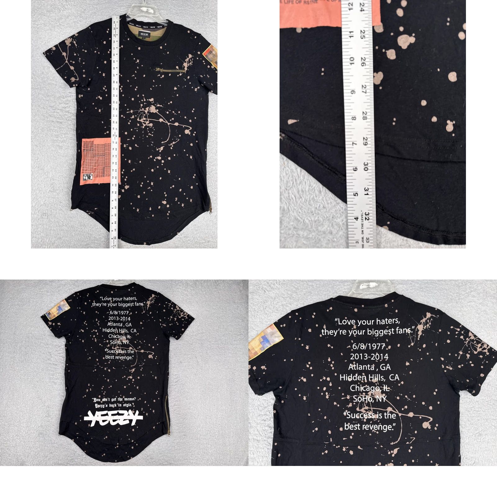 Yeezy Rise As 1ne Shirt Mens Medium Black Paint Splatter Yeezy Graphic Zip Hem Quotes Size US M / EU 48-50 / 2 - 9 Thumbnail