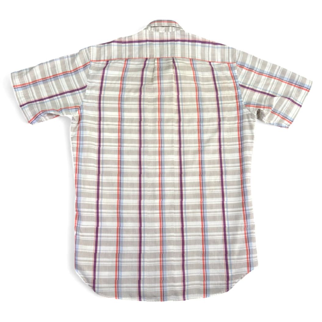 Vintage VINTAGE Manhattan Shirt Adult MEDIUM Brown Blue Plaid Button-Down Sport 80s Mens Size US M / EU 48-50 / 2 - 3 Thumbnail
