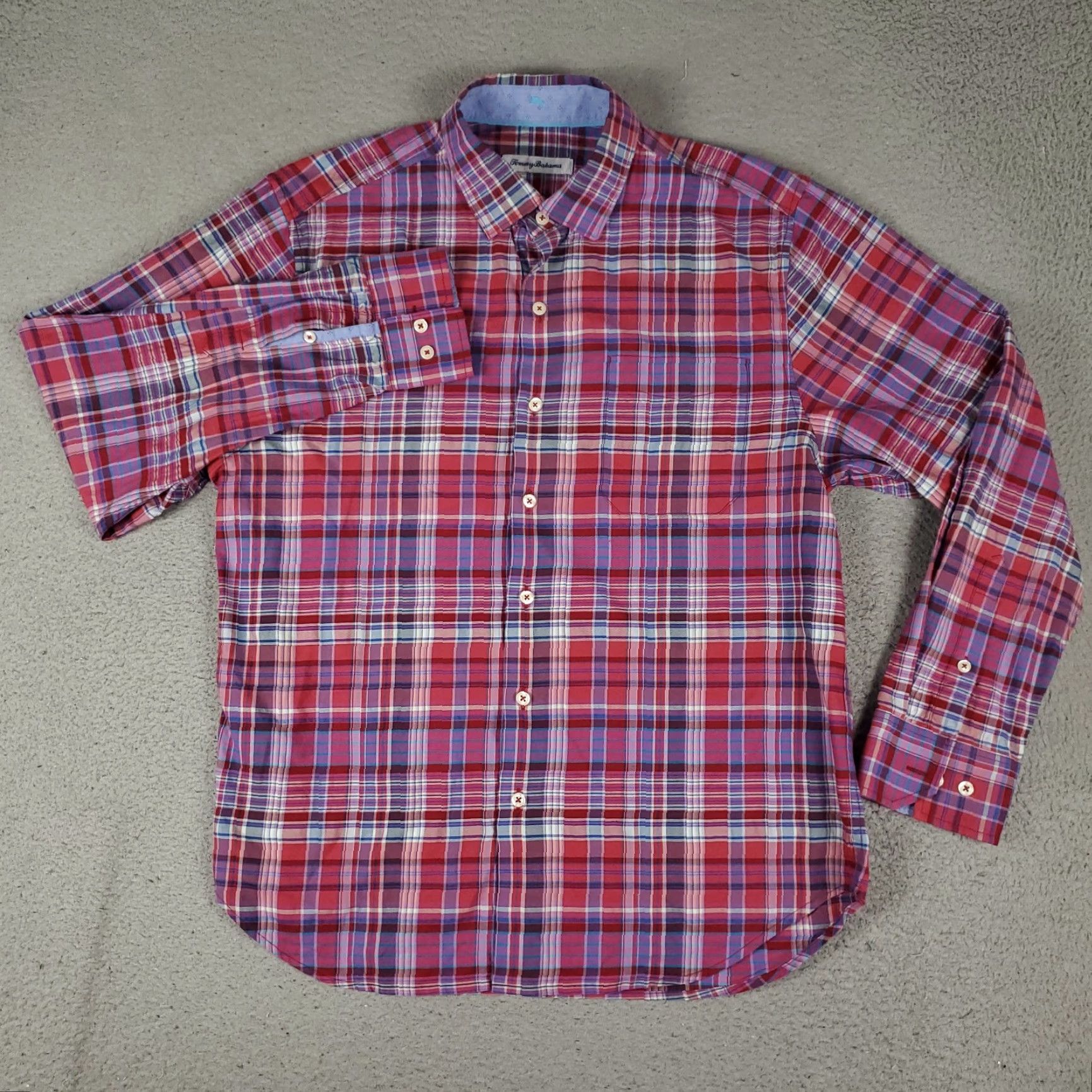 Tommy Bahama Tommy Bahama Button-Up Shirt Mens Medium Red Plaid Silk Cotton Long Sleeve Size US M / EU 48-50 / 2 - 2 Thumbnail