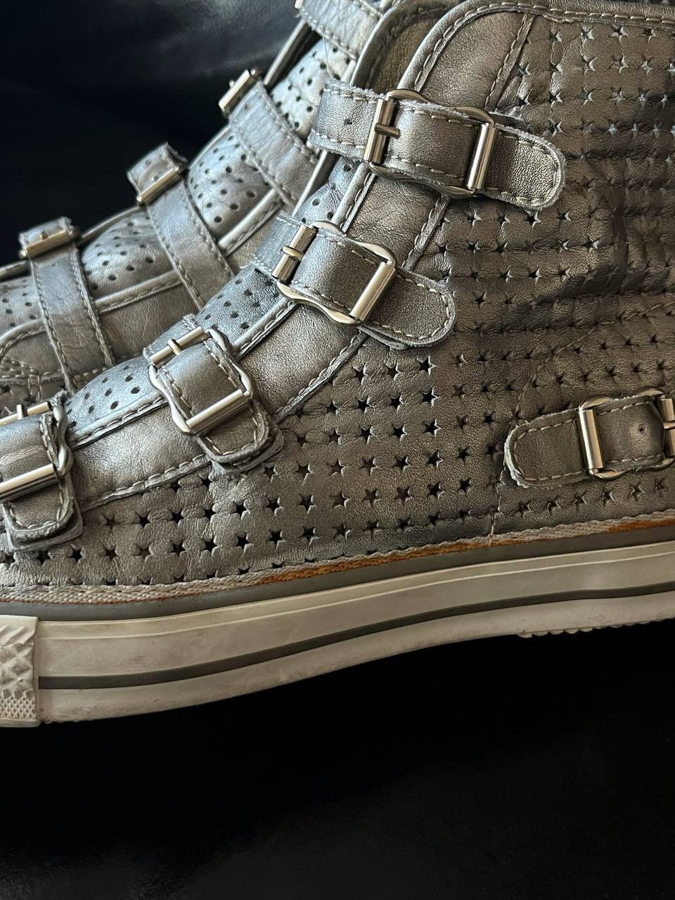 ASH Ash Star Perforated Silver Strap Punk Sneakers Size US 7 / IT 37 - 4 Thumbnail