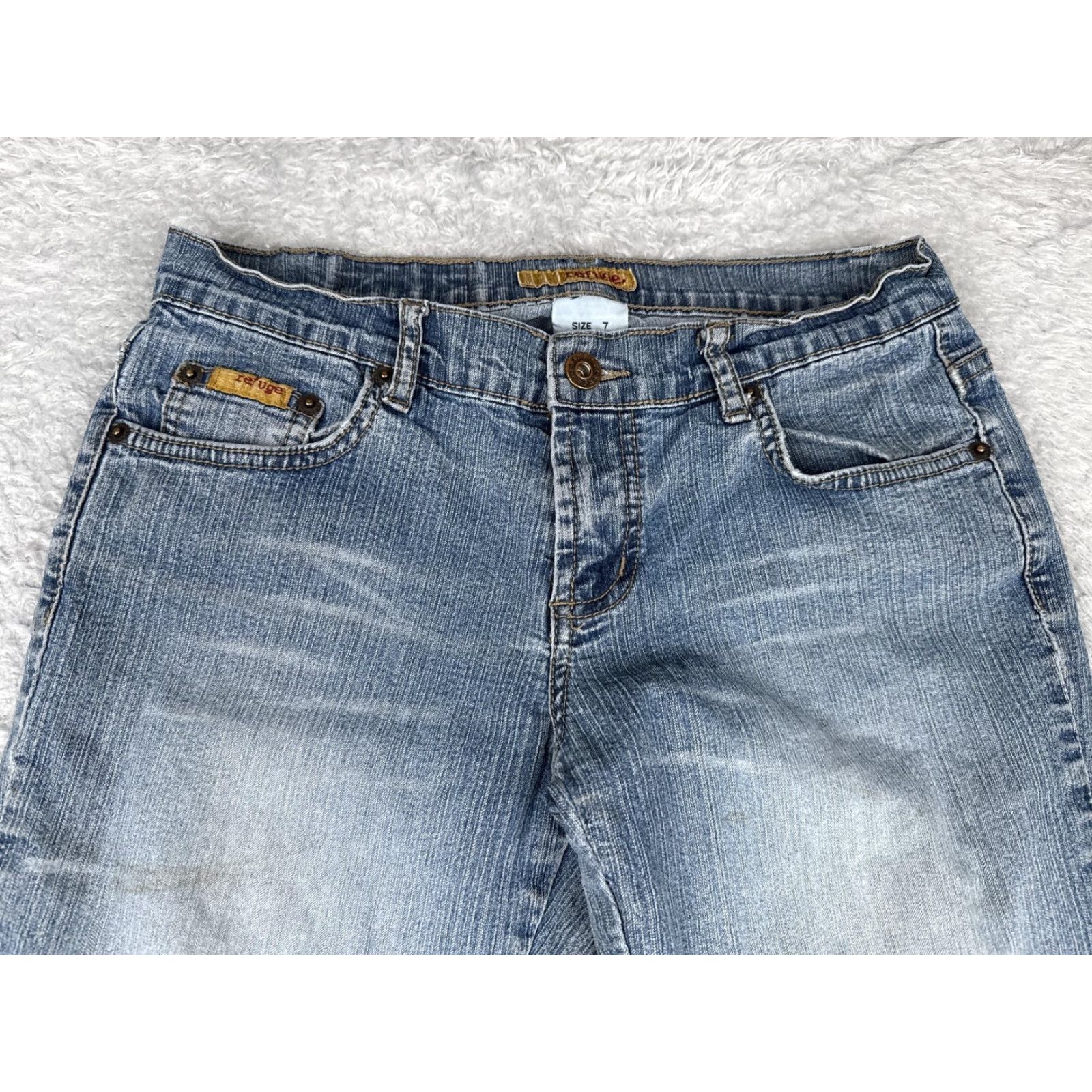 Denime Refuge Jeans Bootcut Denim 7 Womens Juniors Regular 31in Blue Distressed 5-Pocket Jeans Women Size 28" / US 6 / IT 42 - 4 Thumbnail