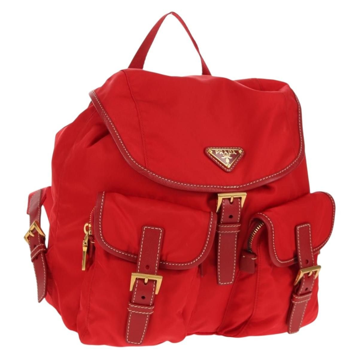 Prada Prada Vela Double Front Pocket Backpack Tessuto with Saffiano Leather Size ONE SIZE - 1 Thumbnail