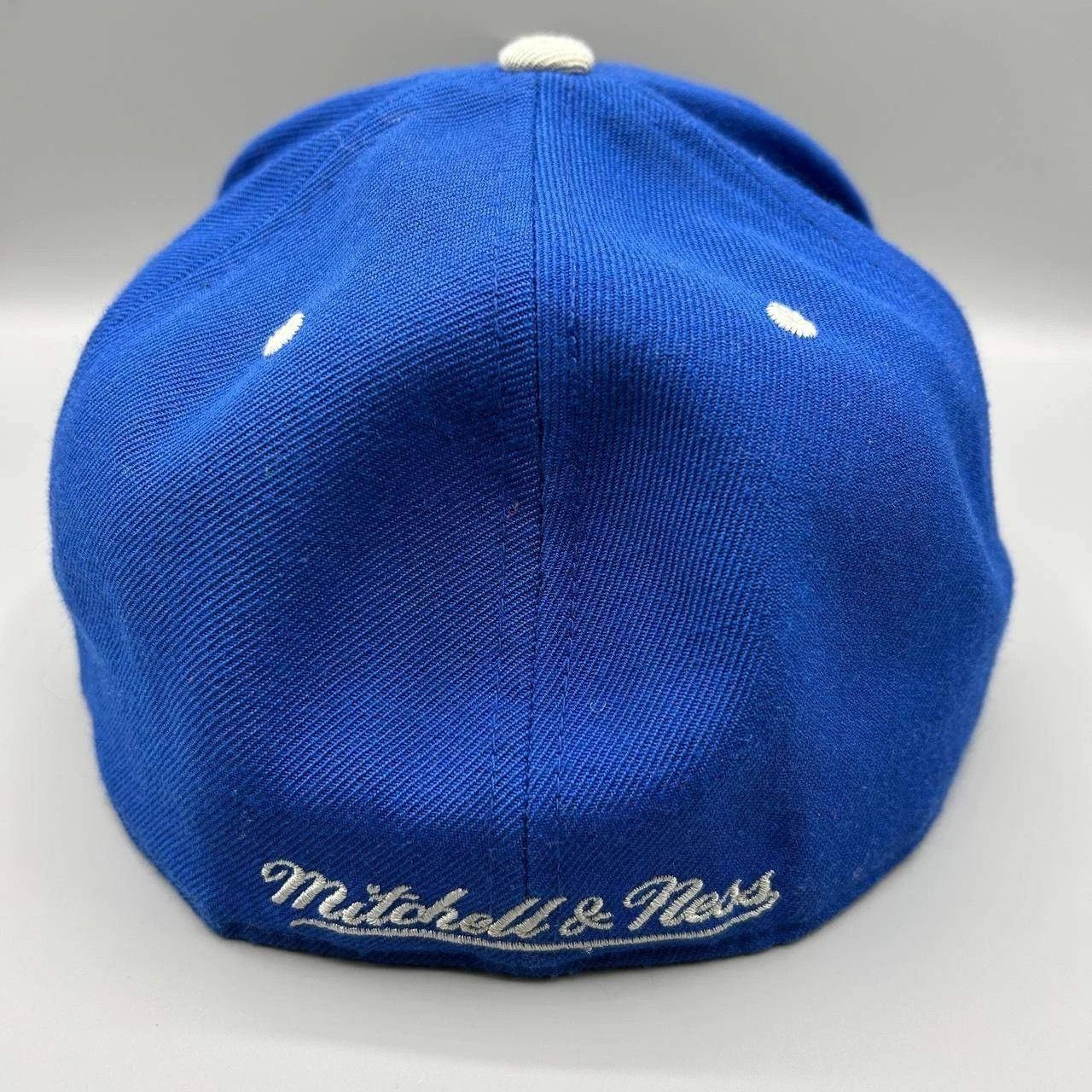 Mitchell & Ness Brooklyn Nets Hat Men 7 1/2 Blue Gray Embroidered Fitted Cap Size ONE SIZE - 6 Thumbnail