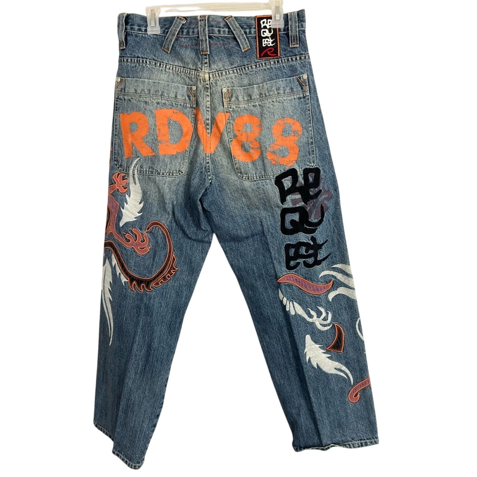 Vintage Request Jeans Men 28x31 Embroidered Y2K Skater RARE