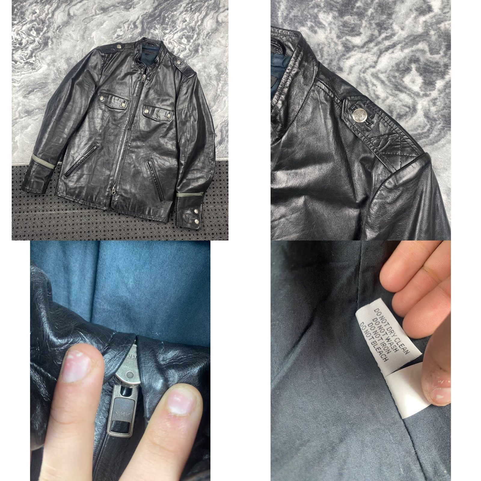 Allsaints AllSaints Leather Shirt Bomber Jacket Men M Black Regular Zip Biker Coat Leather Lining Winter Spring Fall Ride Mens Size US M / EU 48-50 / 2 - 9 Thumbnail