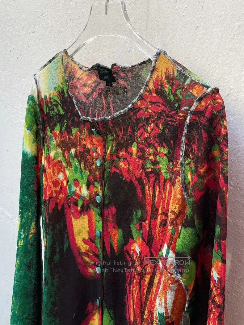 Jean Paul Gaultier Jean Paul Gaultier Mesh Cardigan with Floral Print. Size US M / EU 48-50 / 2 - 4 Thumbnail