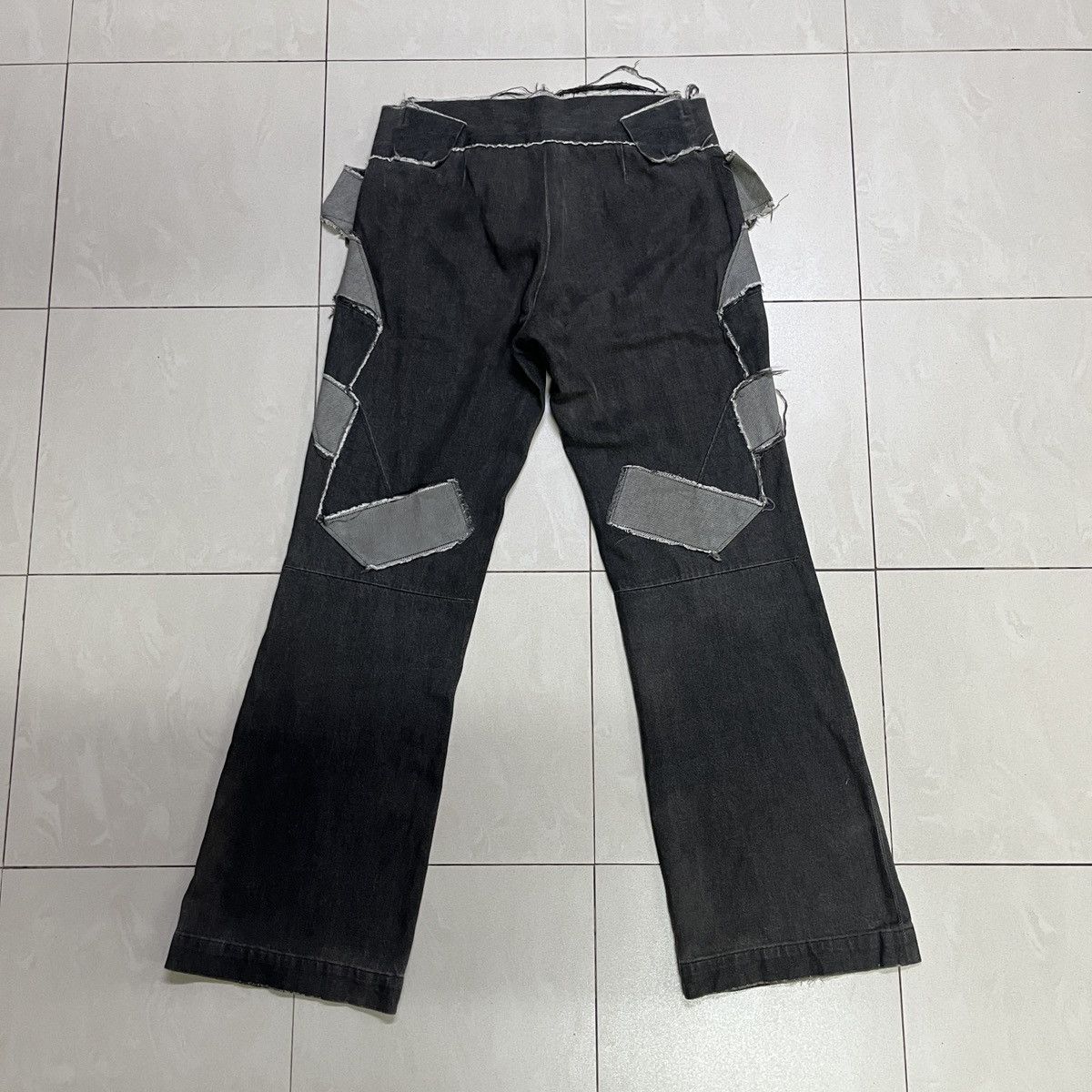 Issey Miyake Vintage Issey Miyake Reconstructed Patchwork Flare Jeans Size 31" - 15 Thumbnail