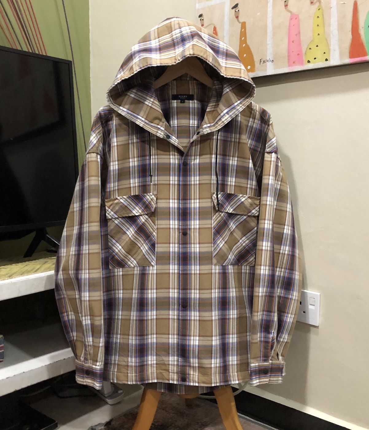 Beams Plus Beams Heart Checked Pattern Button Snap Hoodie Jacket Size US L / EU 52-54 / 3 - 4 Thumbnail