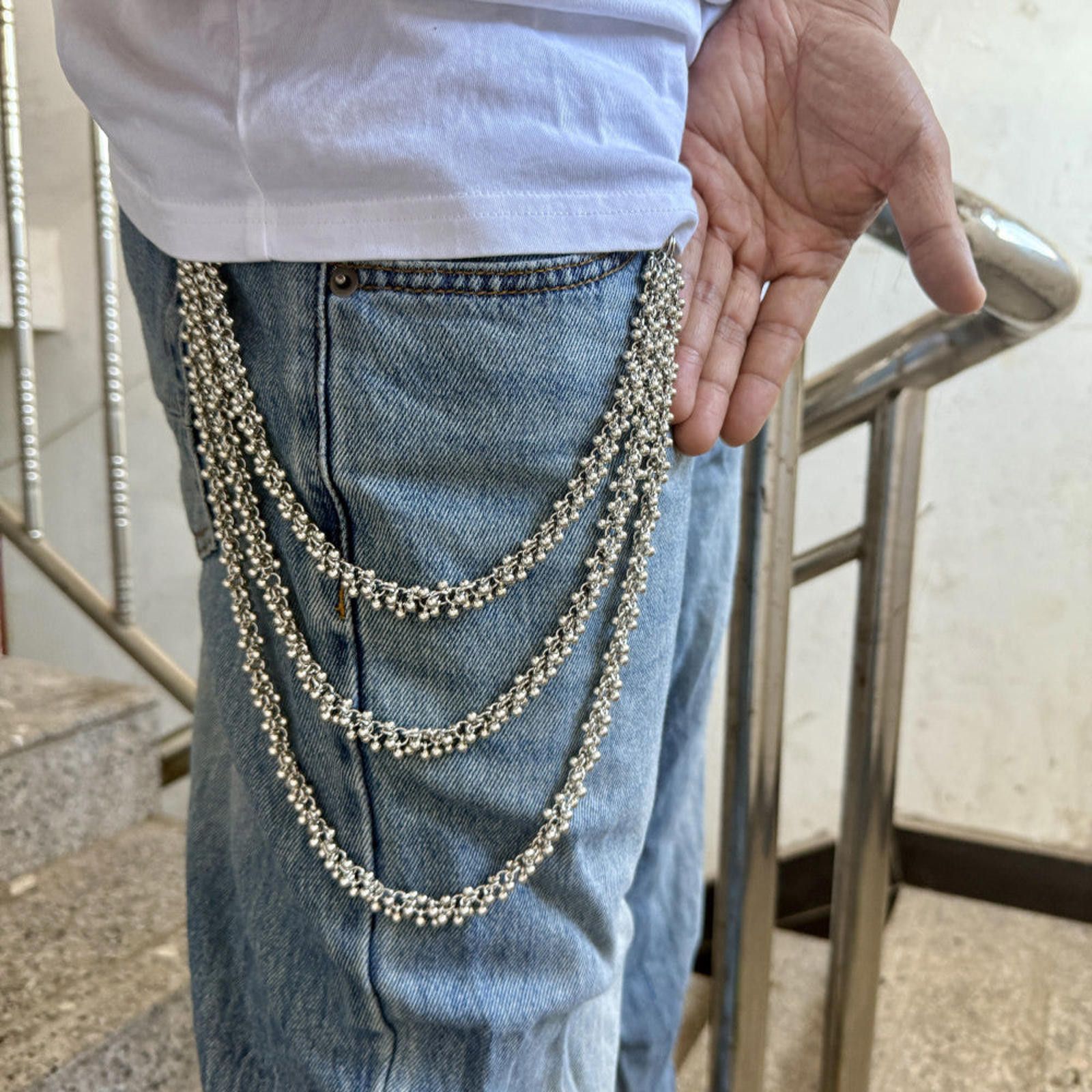 Jewelry Triple Layered Silver Wallet Chain Size ONE SIZE - 1 Thumbnail