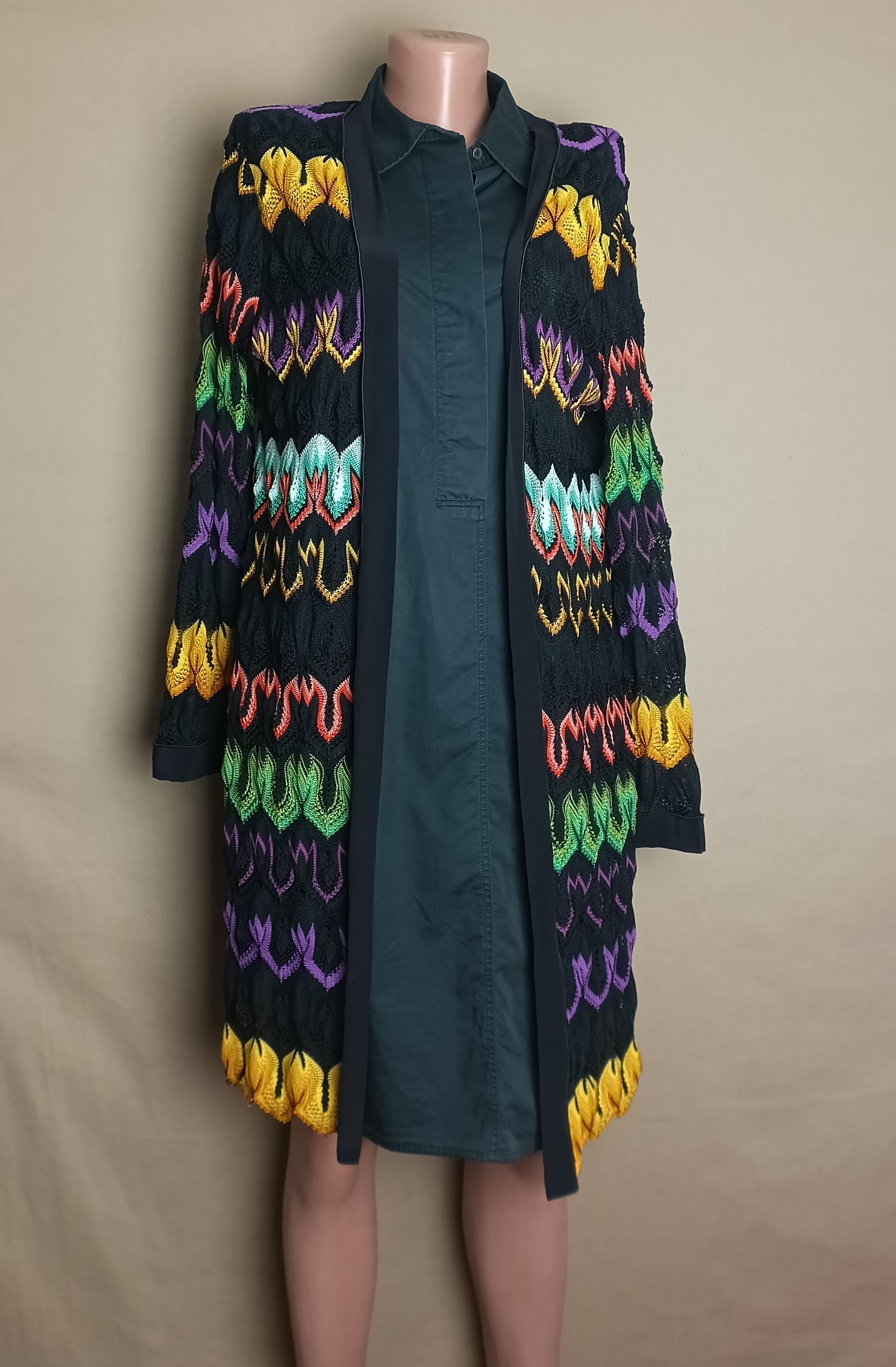 Missoni MISSONI Zig Zag Print Long Open Cardigan Jacket EU48 Size XL / US 12-14 / IT 48-50 - 1 Thumbnail