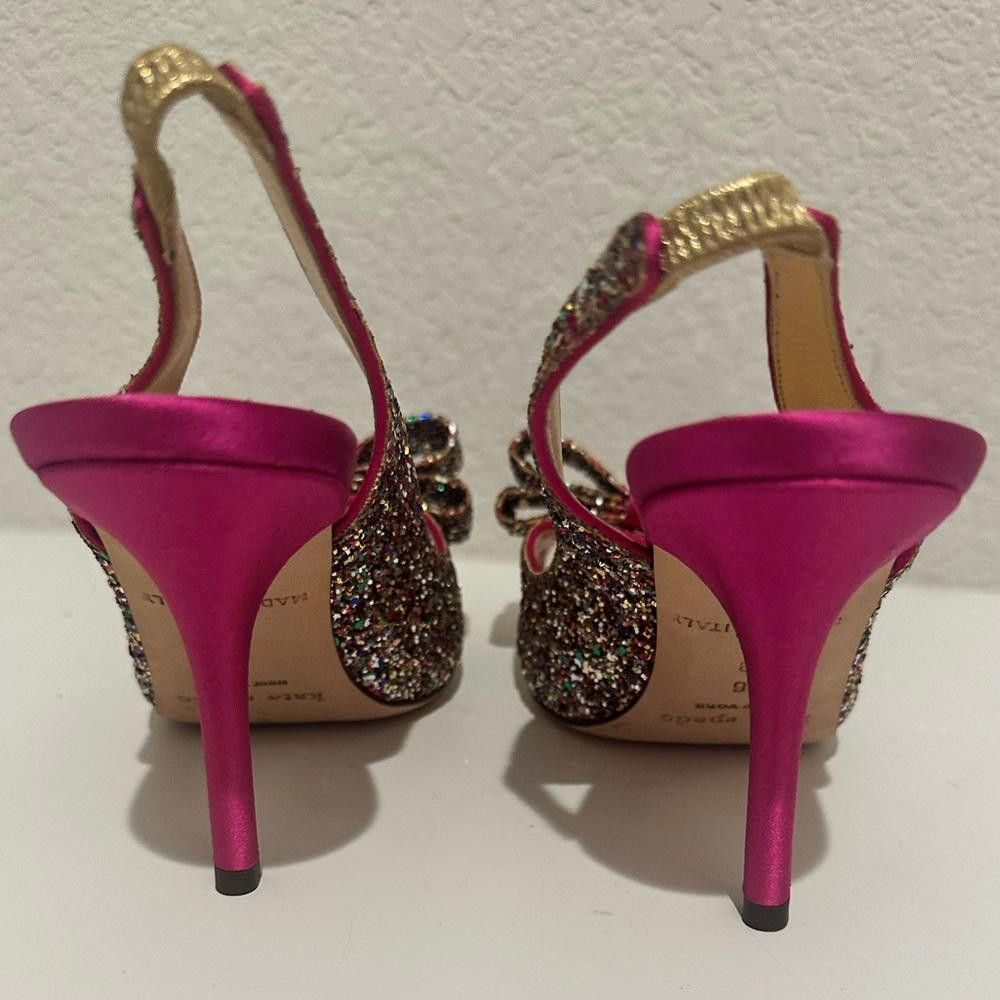 Kate Spade Kate Spade Charm Hot Pink Rainbow Glitter Slingback Heels 6 Size US 6 / IT 36 - 6 Thumbnail